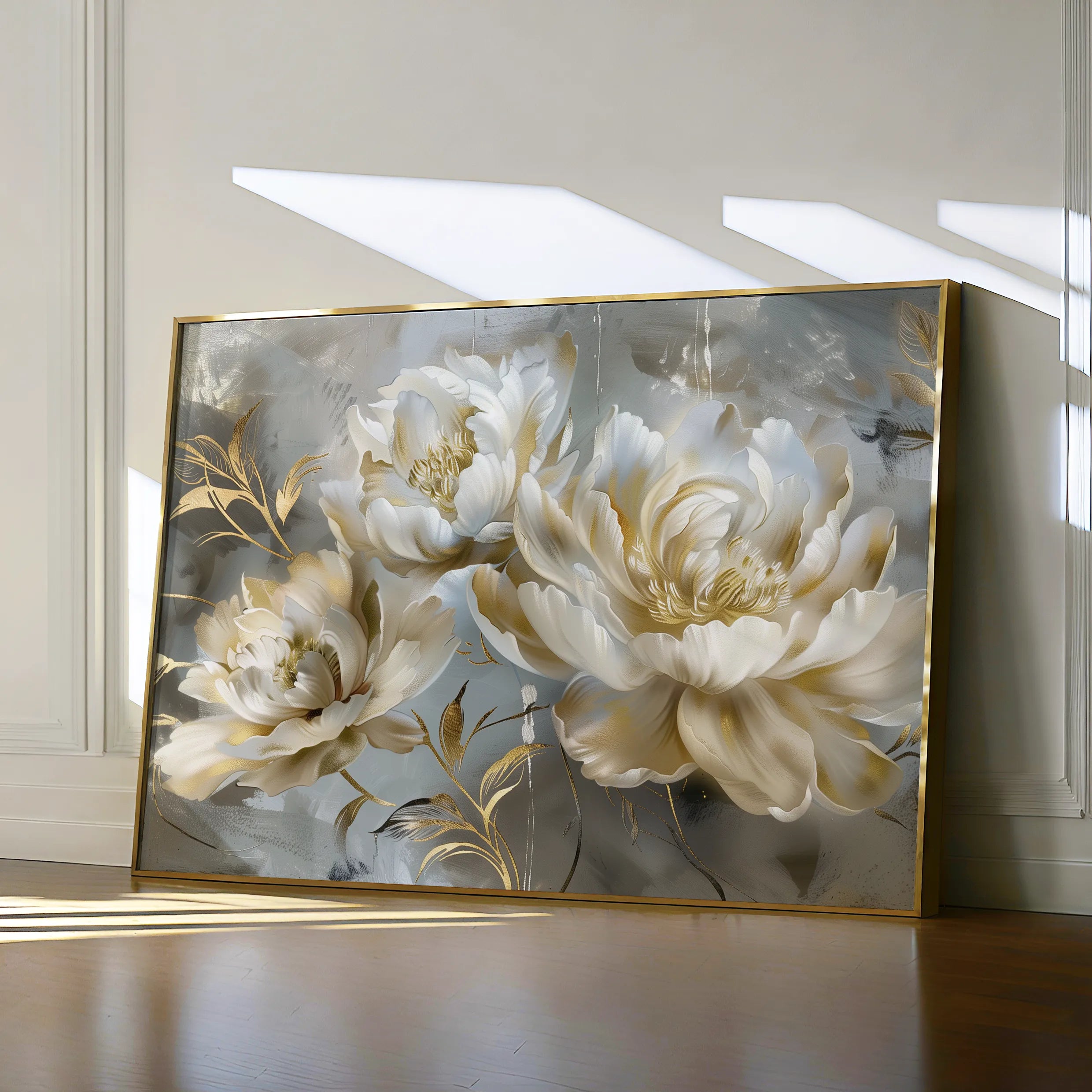 Floral 594 Canvas Art 18" x 24" / 45 x 60 cm / Black