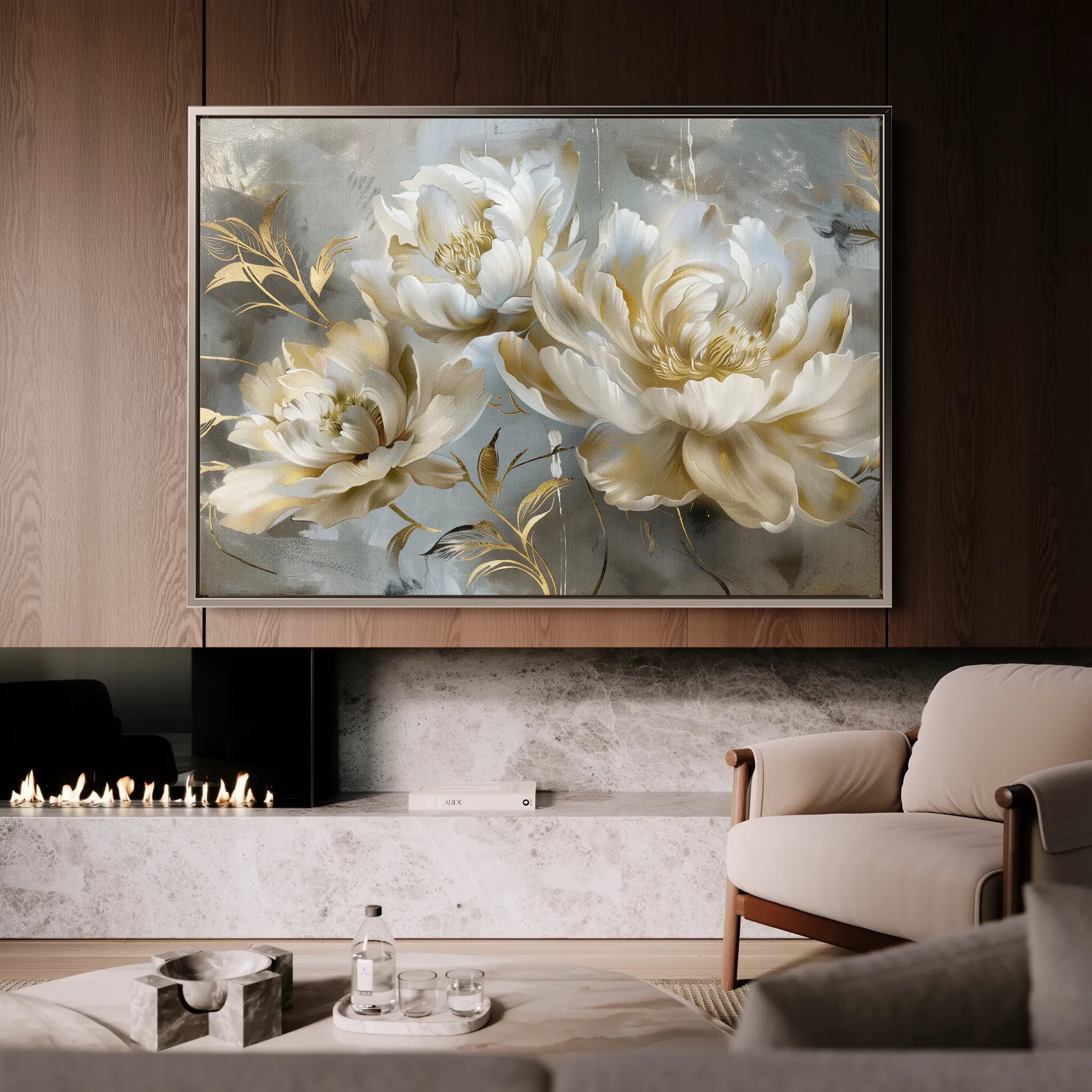 Floral 594 Canvas Art 18" x 24" / 45 x 60 cm / Black