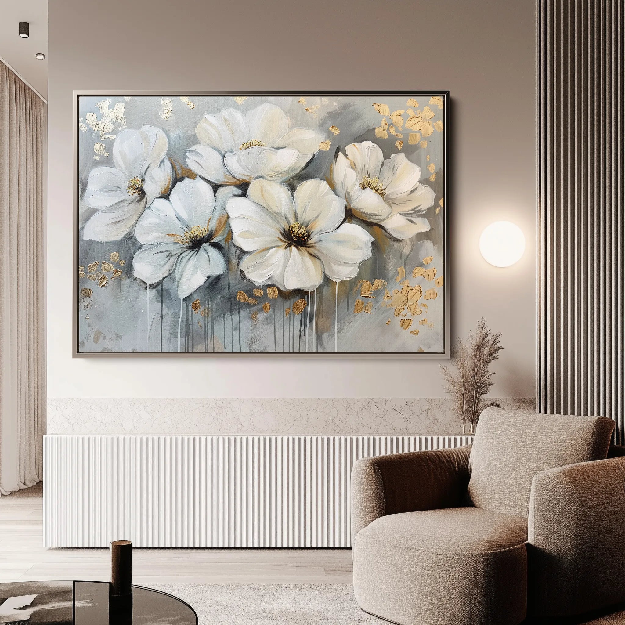 Floral 597 Canvas Art 18" x 24" / 45 x 60 cm / Black