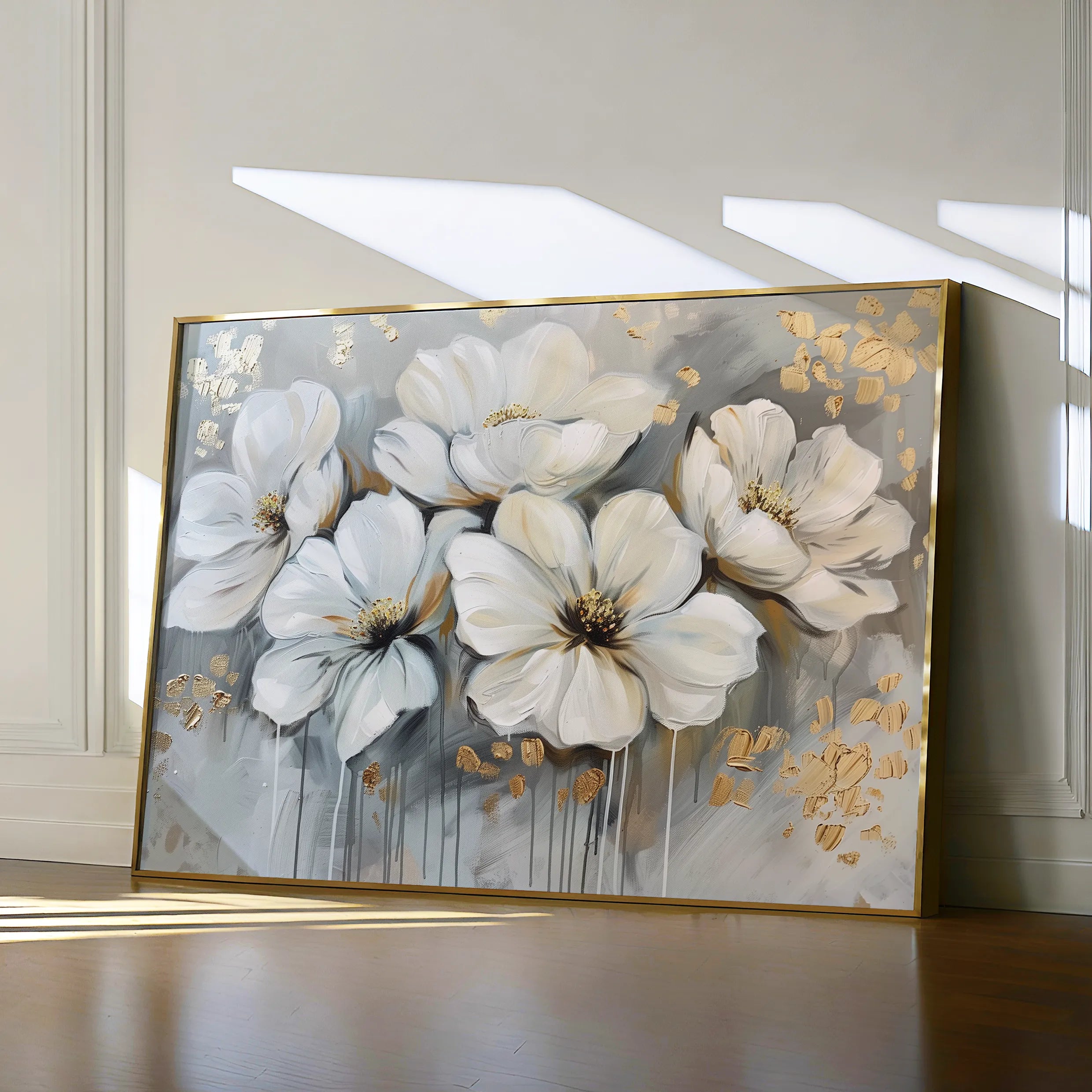 Floral 597 Canvas Art 18" x 24" / 45 x 60 cm / Black