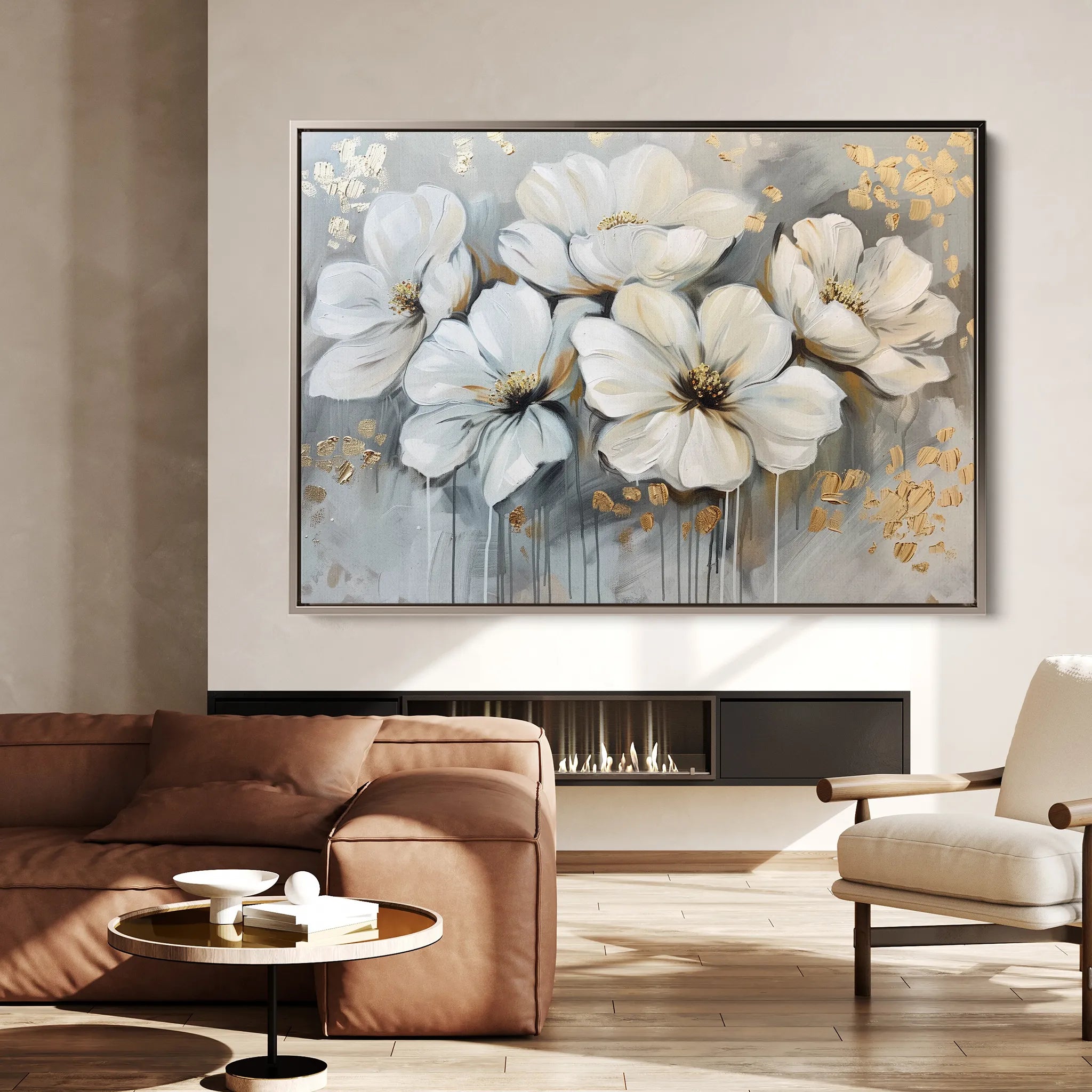Floral 597 Canvas Art 18" x 24" / 45 x 60 cm / Black