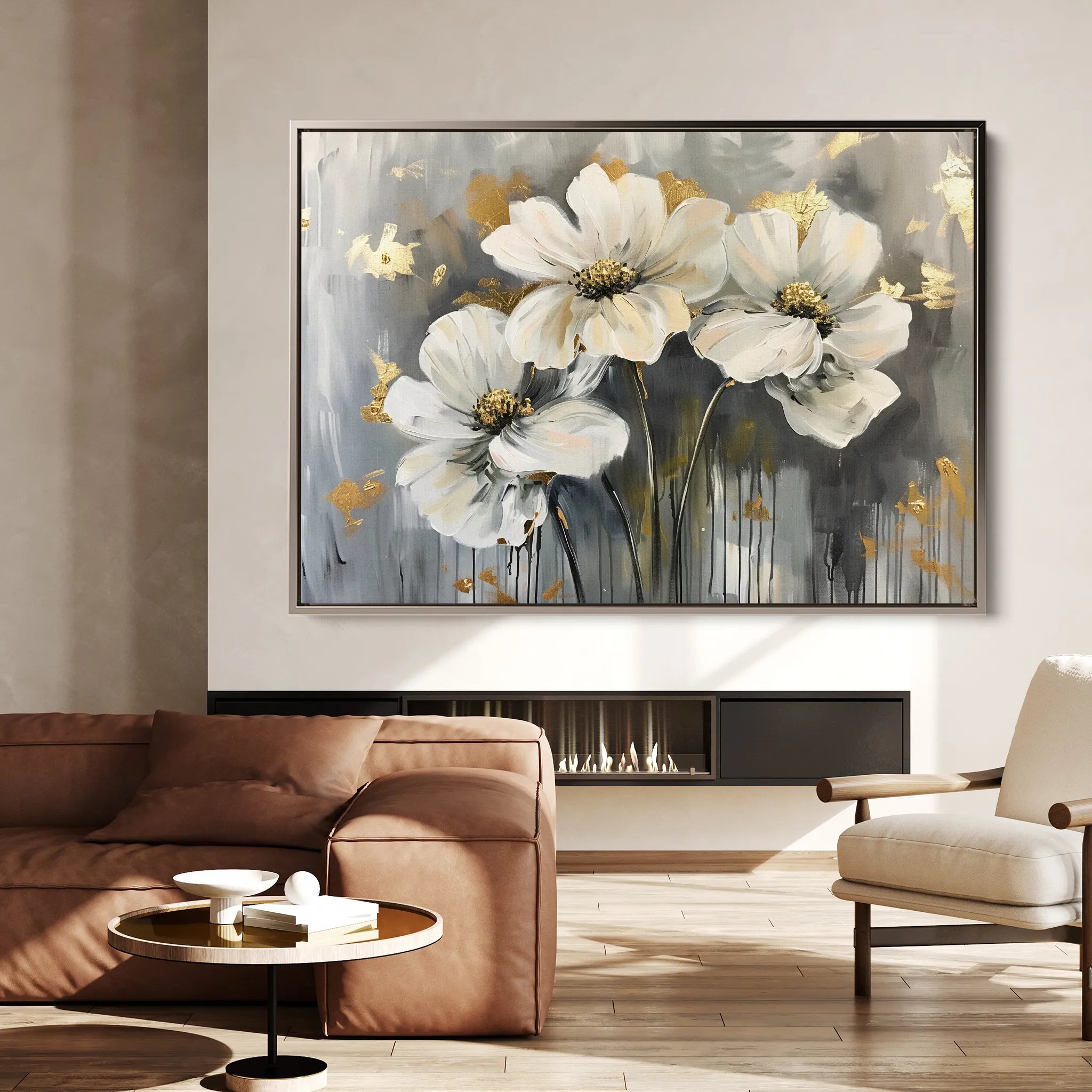 Floral 598 Canvas Art 18" x 24" / 45 x 60 cm / Black