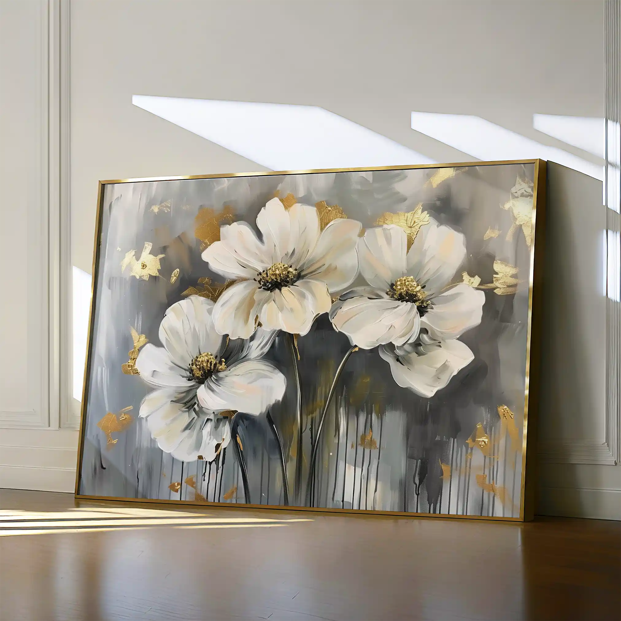 Floral 598 Canvas Art 18" x 24" / 45 x 60 cm / Black