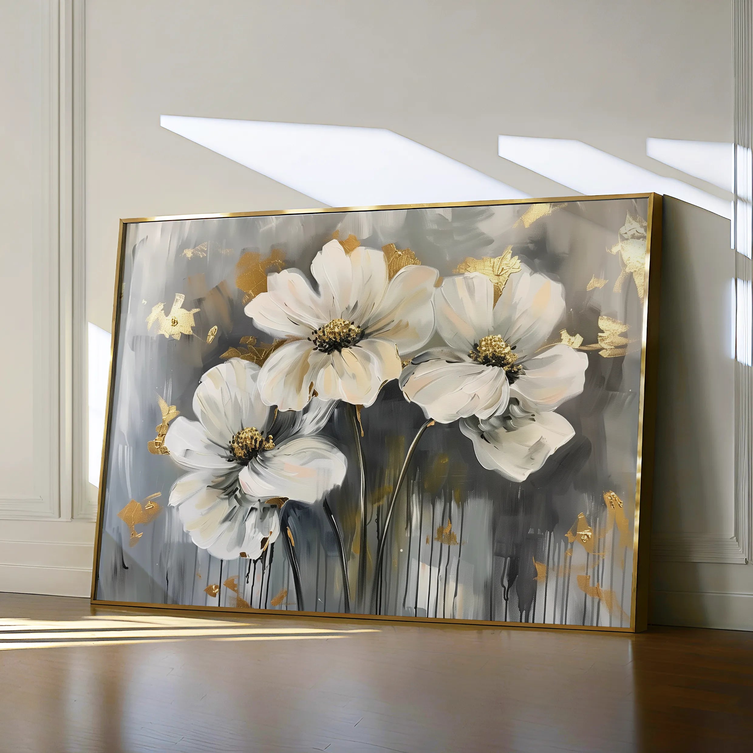 Floral 598 Canvas Art 18" x 24" / 45 x 60 cm / Black