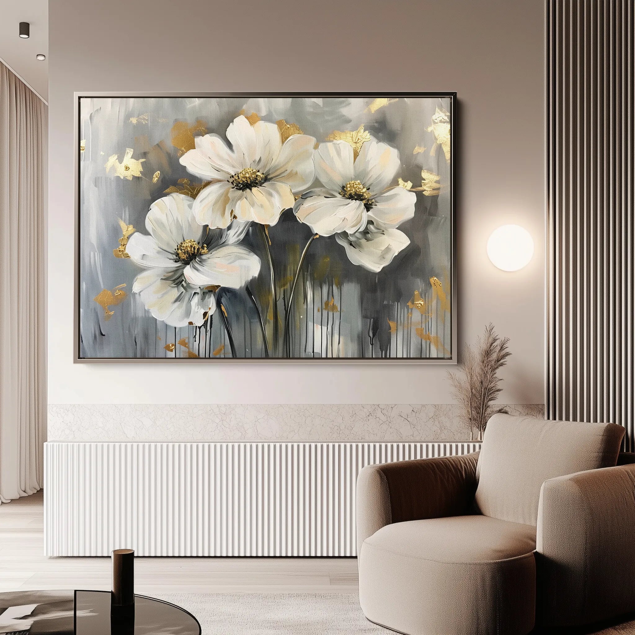 Floral 598 Canvas Art 18" x 24" / 45 x 60 cm / Black