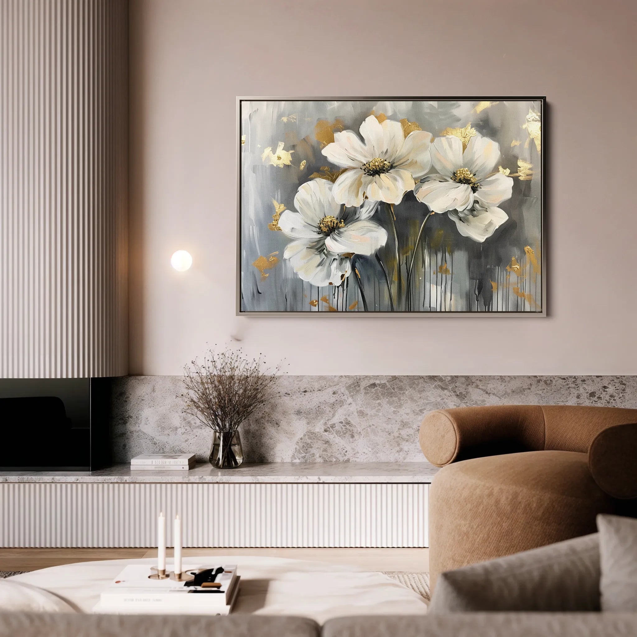 Floral 598 Canvas Art 18" x 24" / 45 x 60 cm / Black