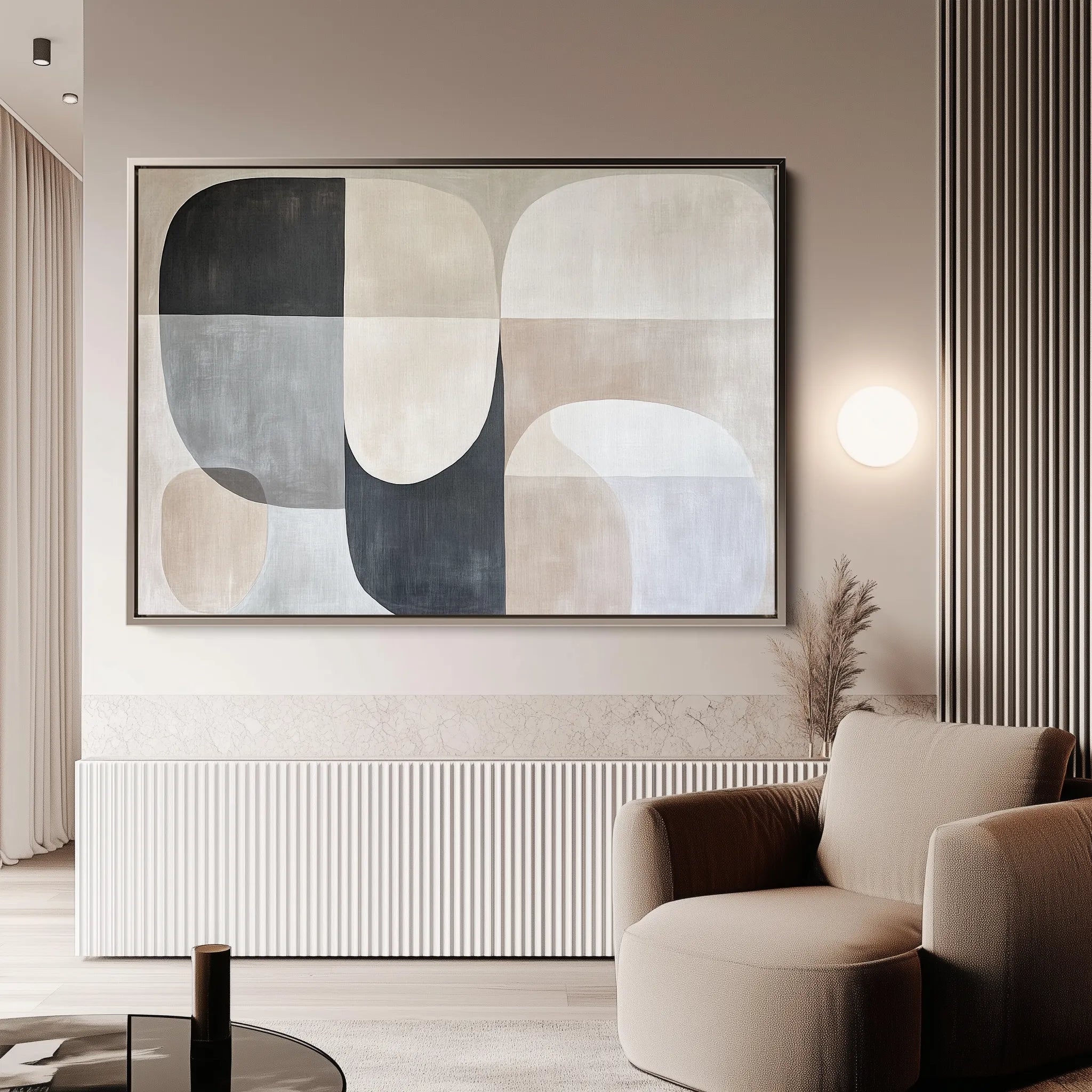 Abstract 599 Canvas Art 18" x 24" / 45 x 60 cm / Black