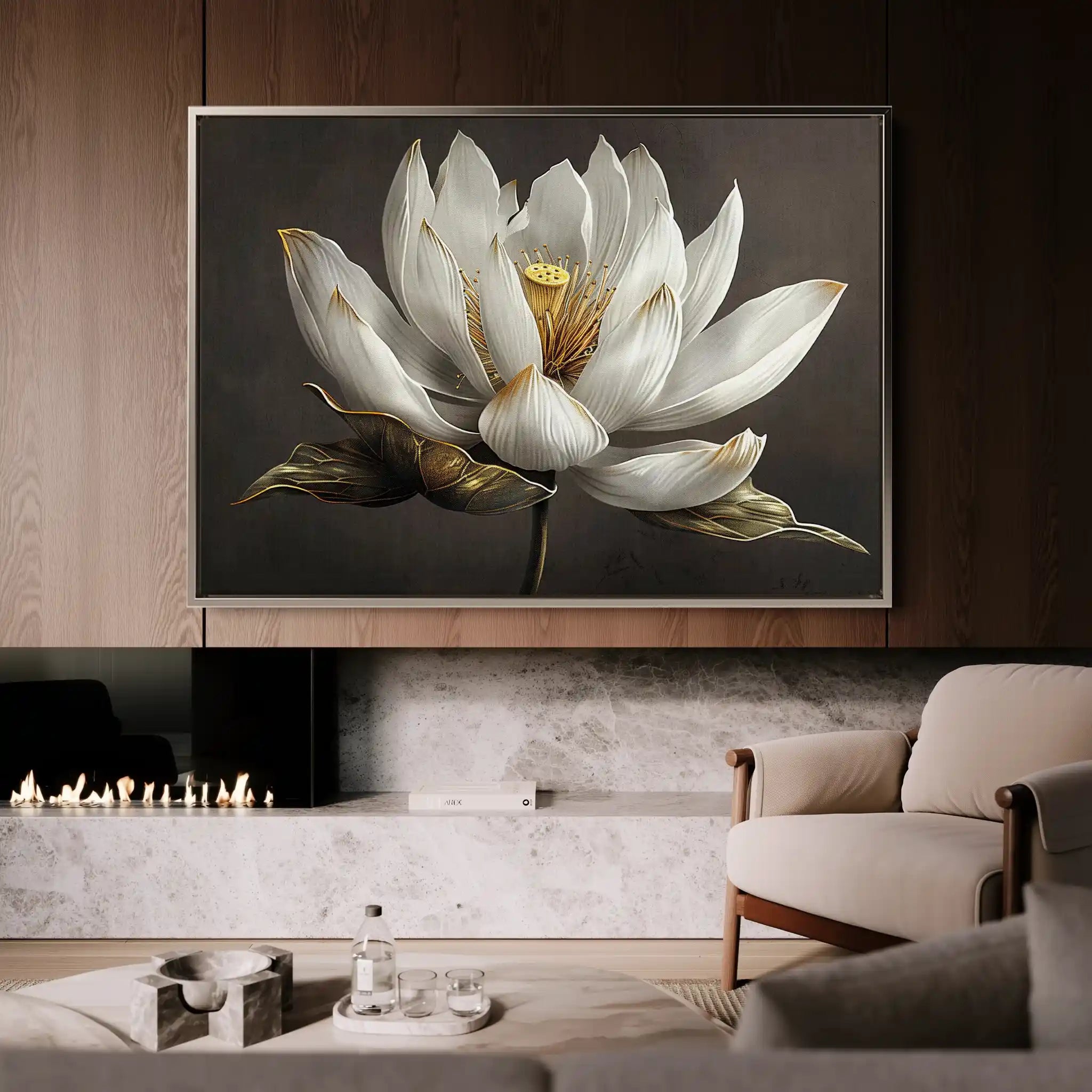 Floral 600 Canvas Art 60 x 40 cm / Black