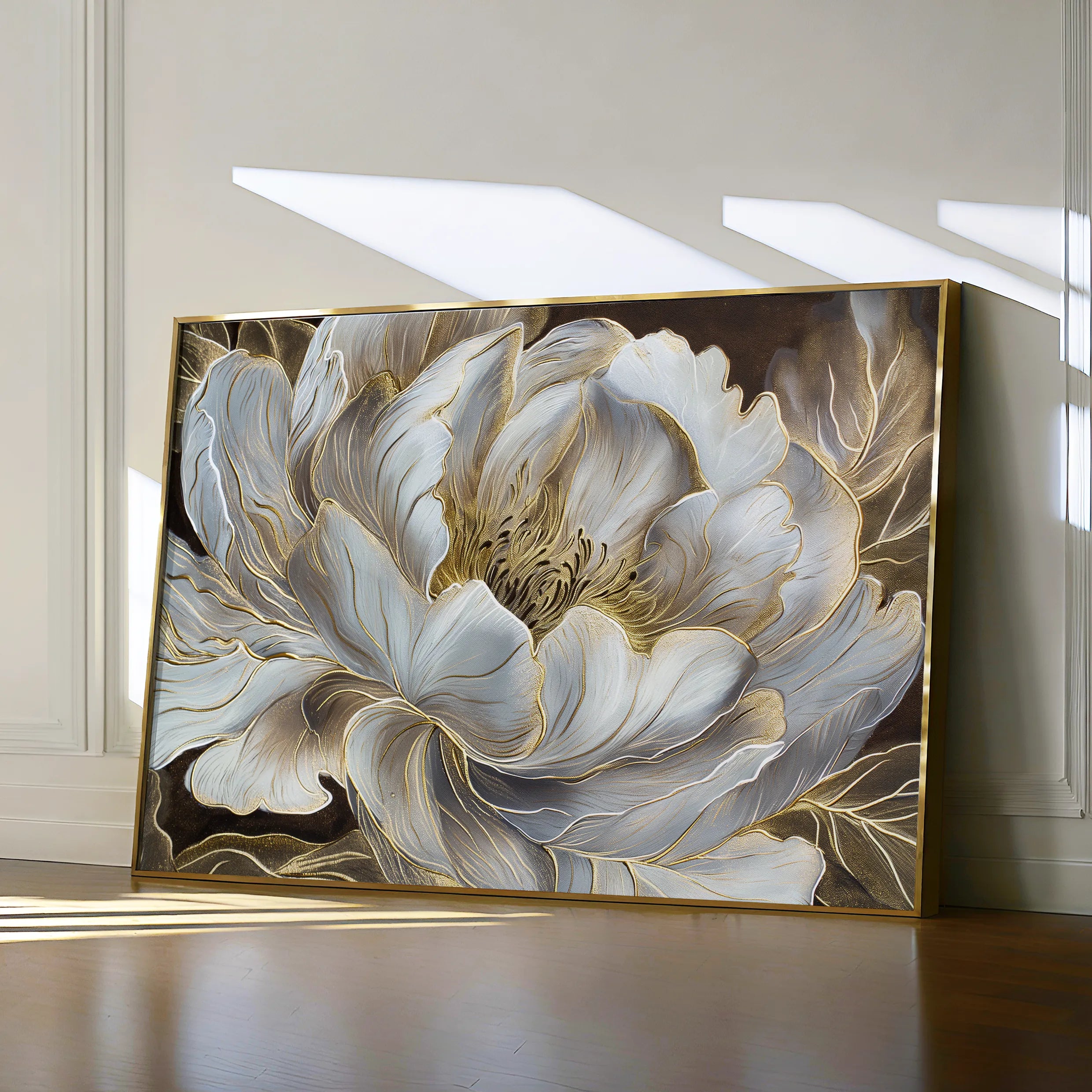 Floral 601 Canvas Art 18" x 24" / 45 x 60 cm / Black