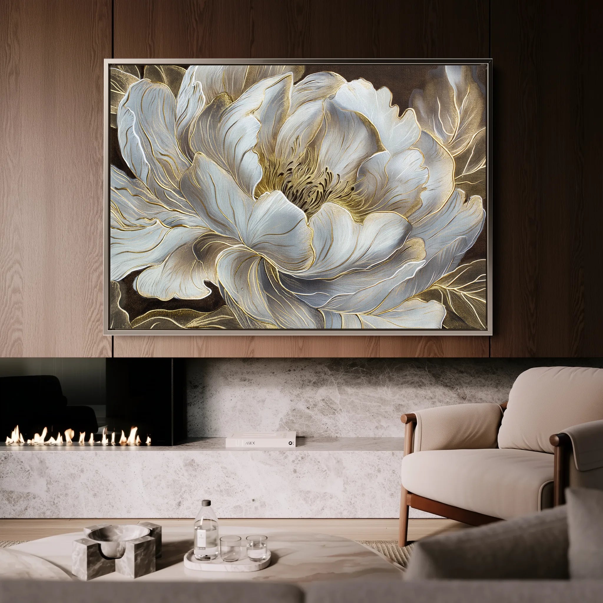 Floral 601 Canvas Art 18" x 24" / 45 x 60 cm / Black