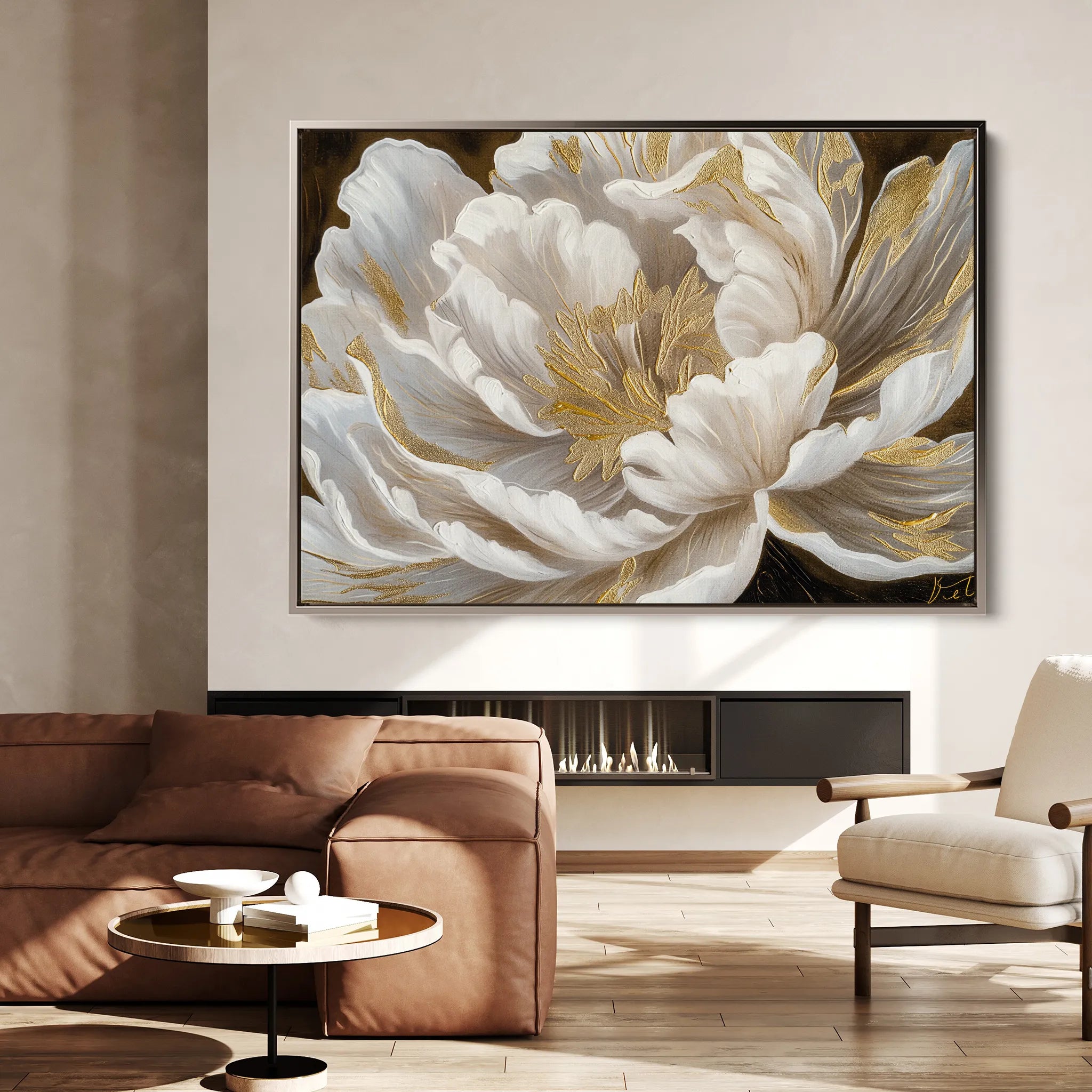 Floral 602 Canvas Art 18" x 24" / 45 x 60 cm / Black