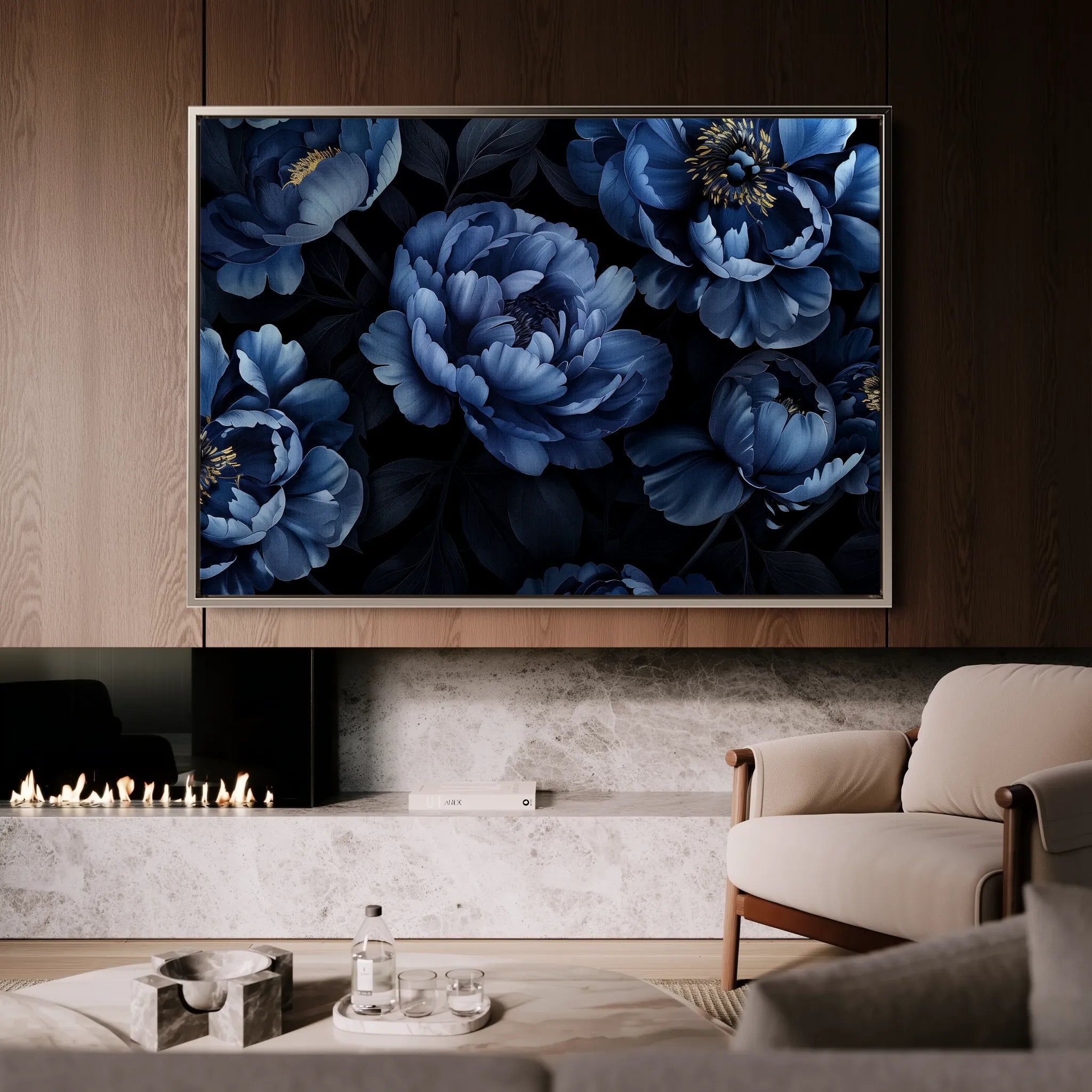 Floral 603 Canvas Art 18" x 24" / 45 x 60 cm / Black