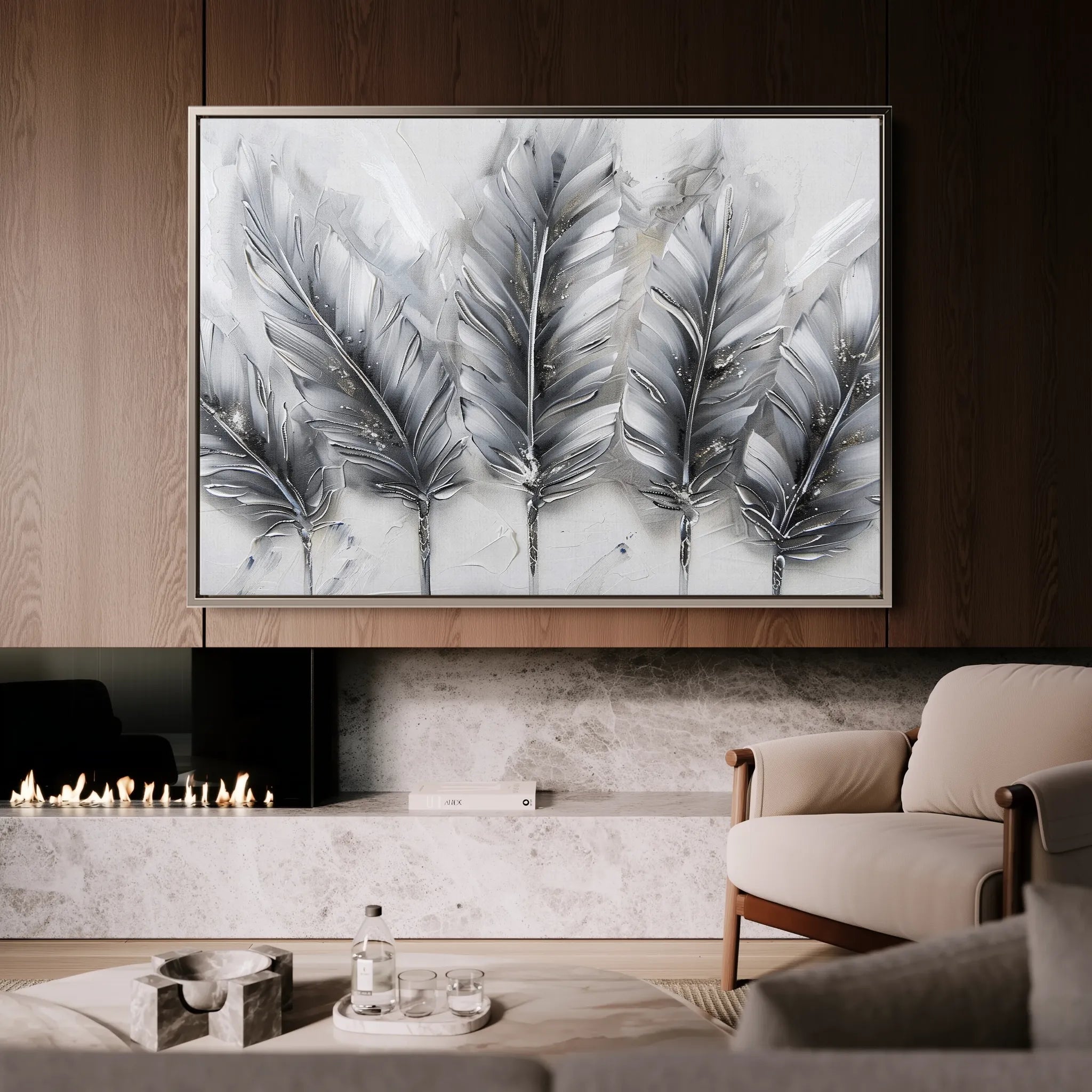 Floral 605 Canvas Art 18" x 24" / 45 x 60 cm / Black