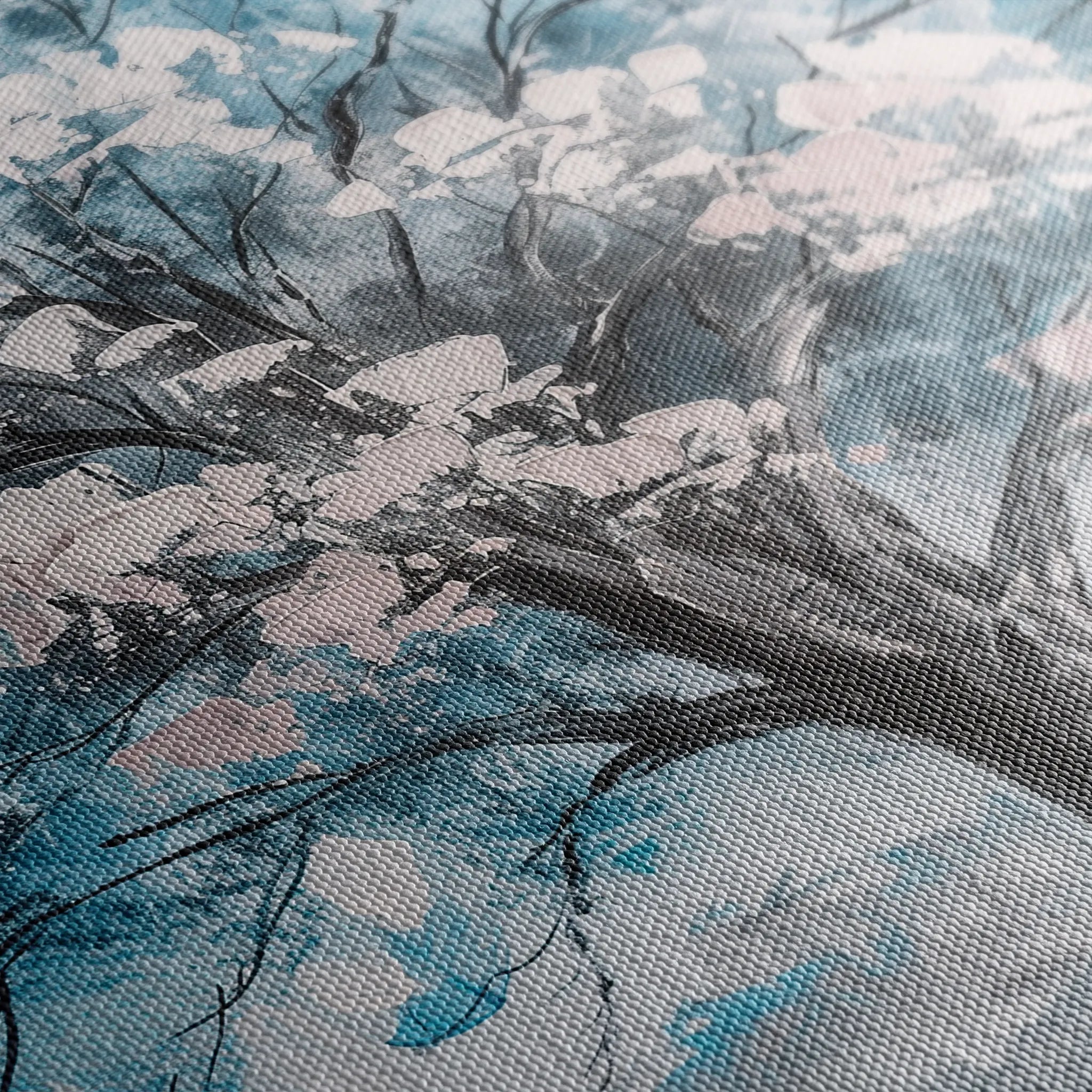 Floral 606 Canvas Art 18" x 24" / 45 x 60 cm / Black
