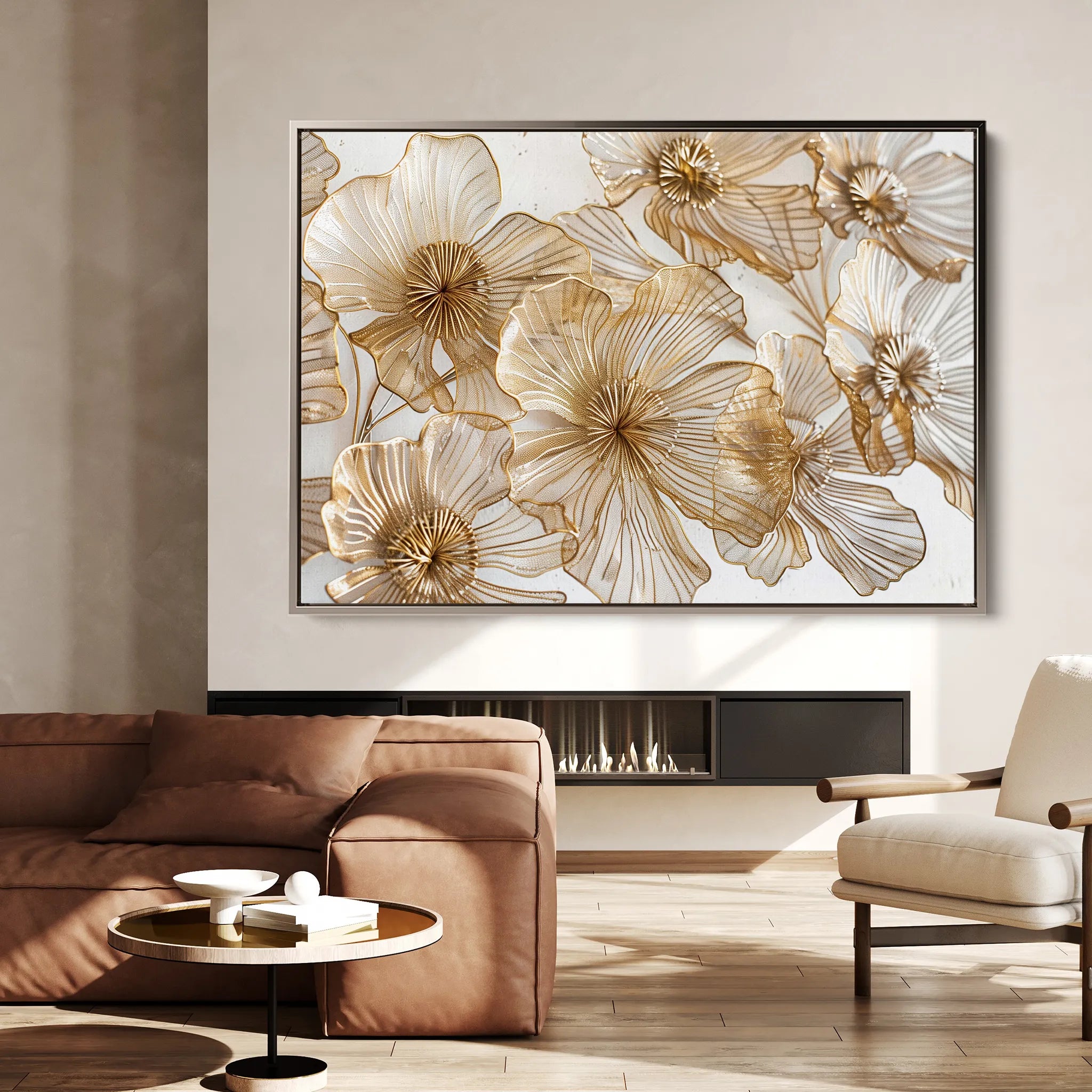 Floral 608 Canvas Art 18" x 24" / 45 x 60 cm / Black