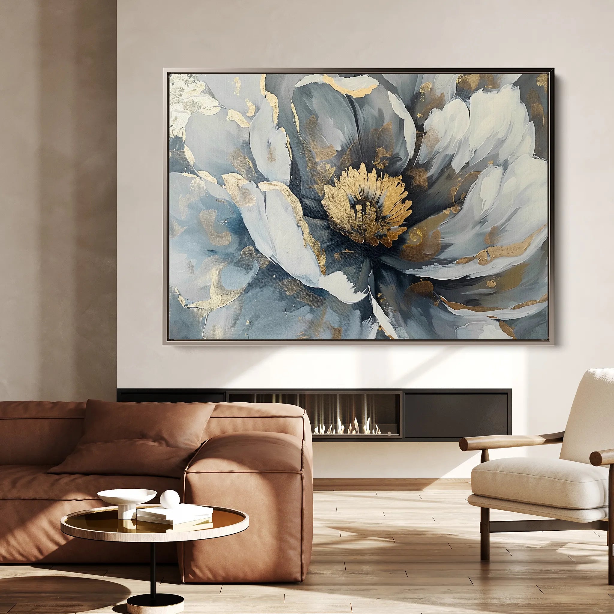 Floral 610 Canvas Art 18" x 24" / 45 x 60 cm / Black