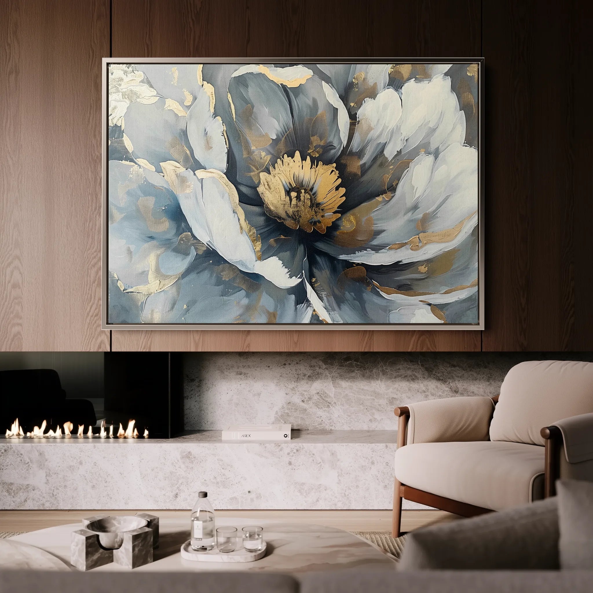Floral 610 Canvas Art 18" x 24" / 45 x 60 cm / Black