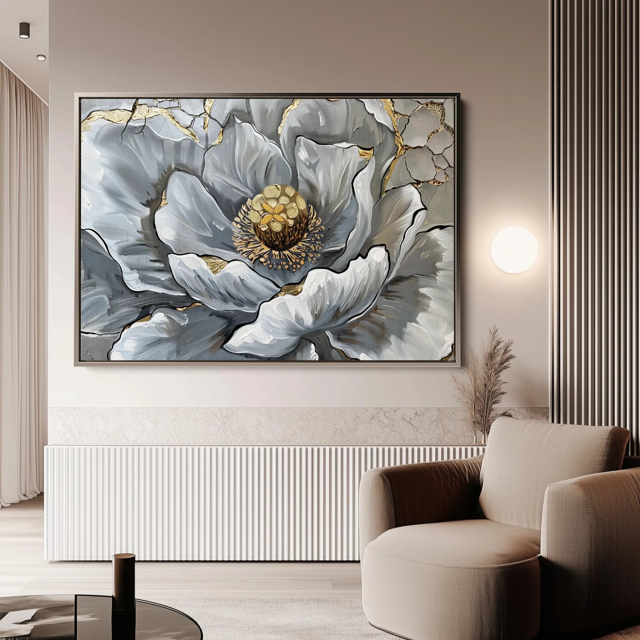 Floral 611 Canvas Art 18" x 24" / 45 x 60 cm / Black
