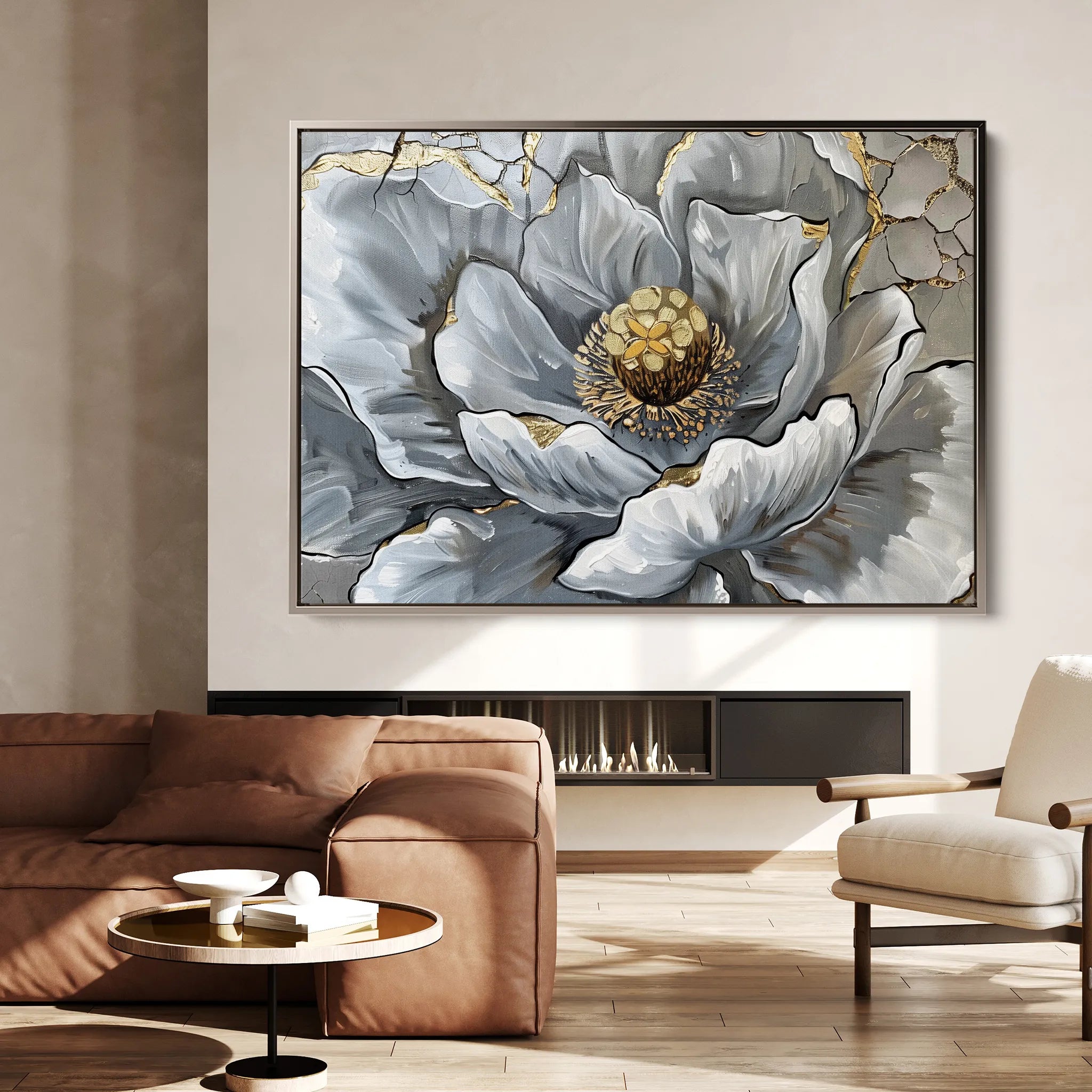 Floral 611 Canvas Art 18" x 24" / 45 x 60 cm / Black