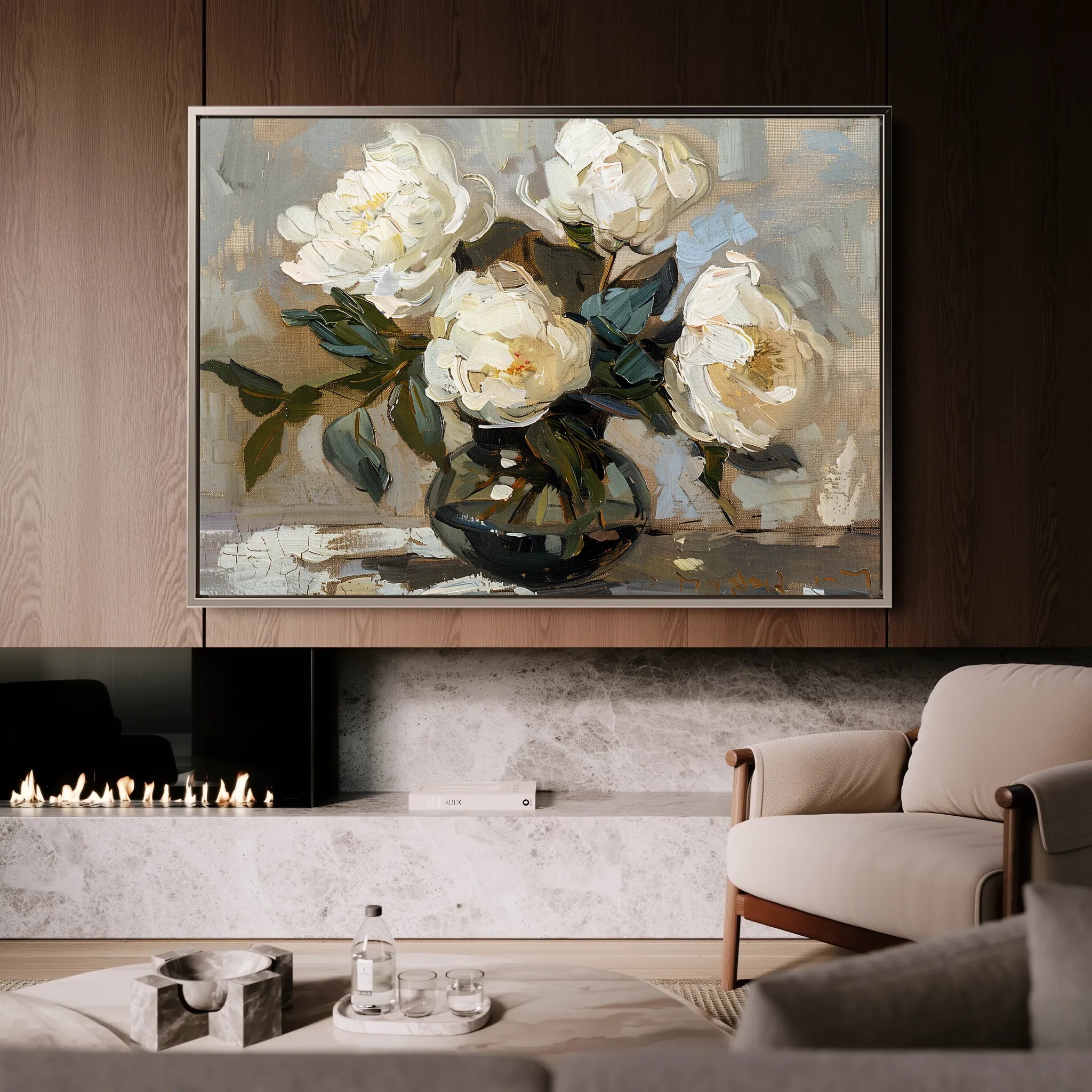 Floral 612 Canvas Art 18" x 24" / 45 x 60 cm / Black