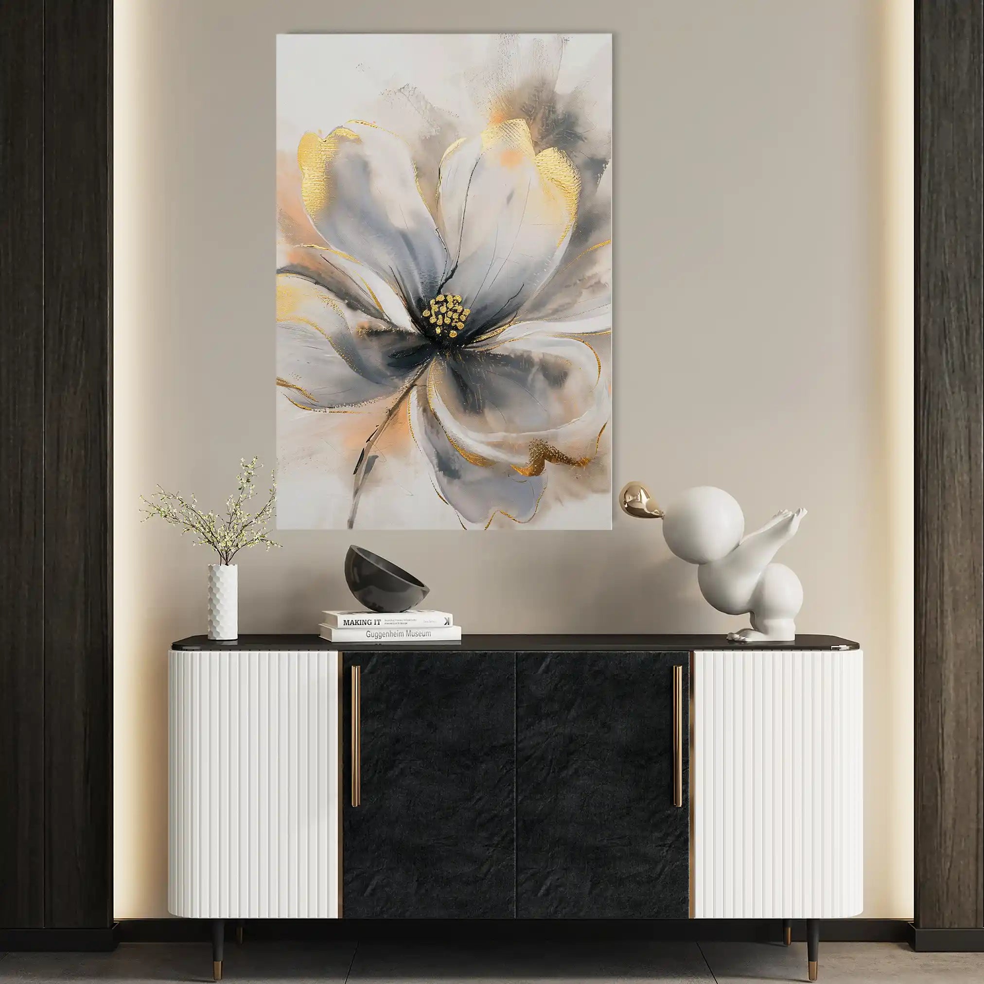 Floral 613 Canvas Art 18" x 24" / 45 x 60 cm / Black