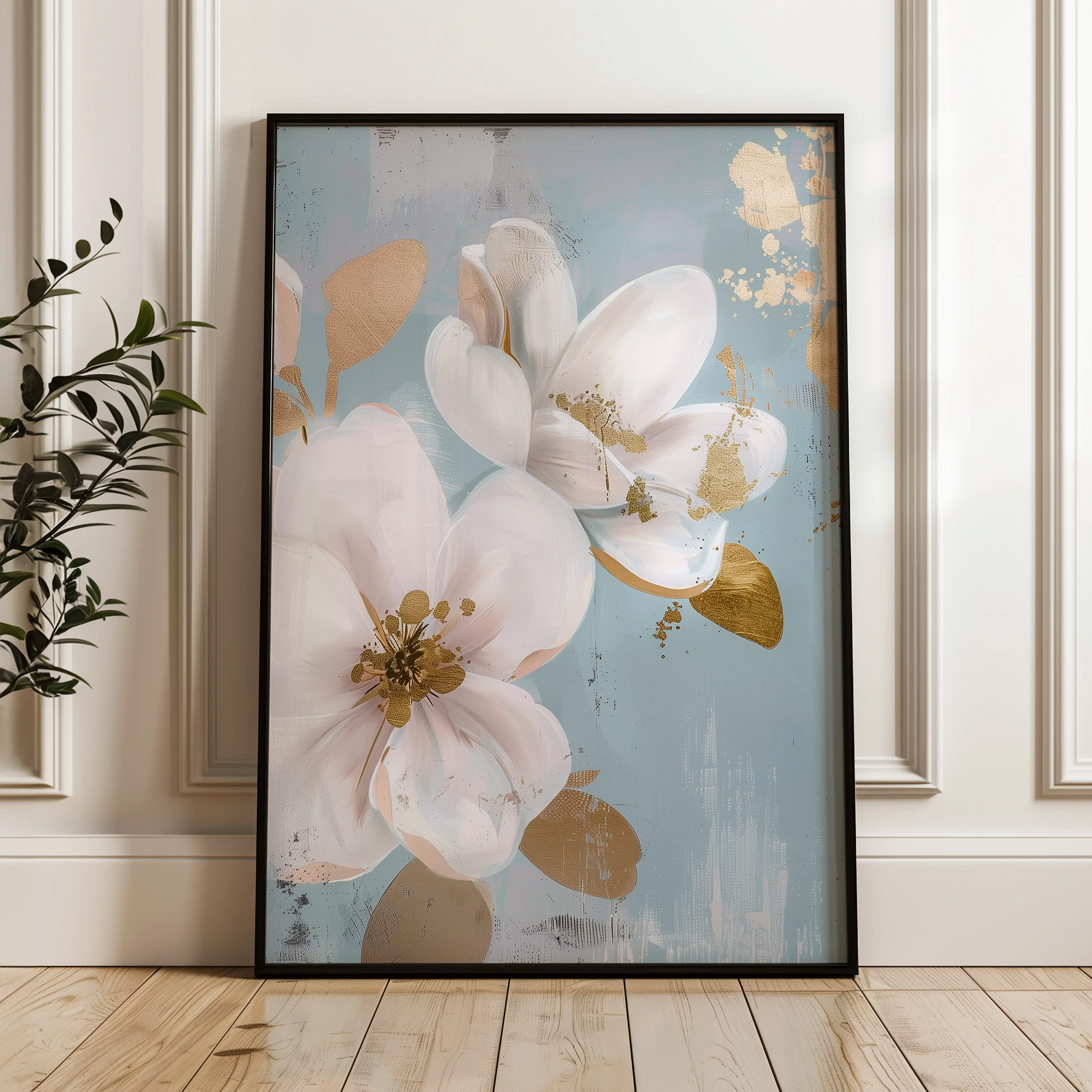 Floral 614 Canvas Art 18" x 24" / 45 x 60 cm / Black