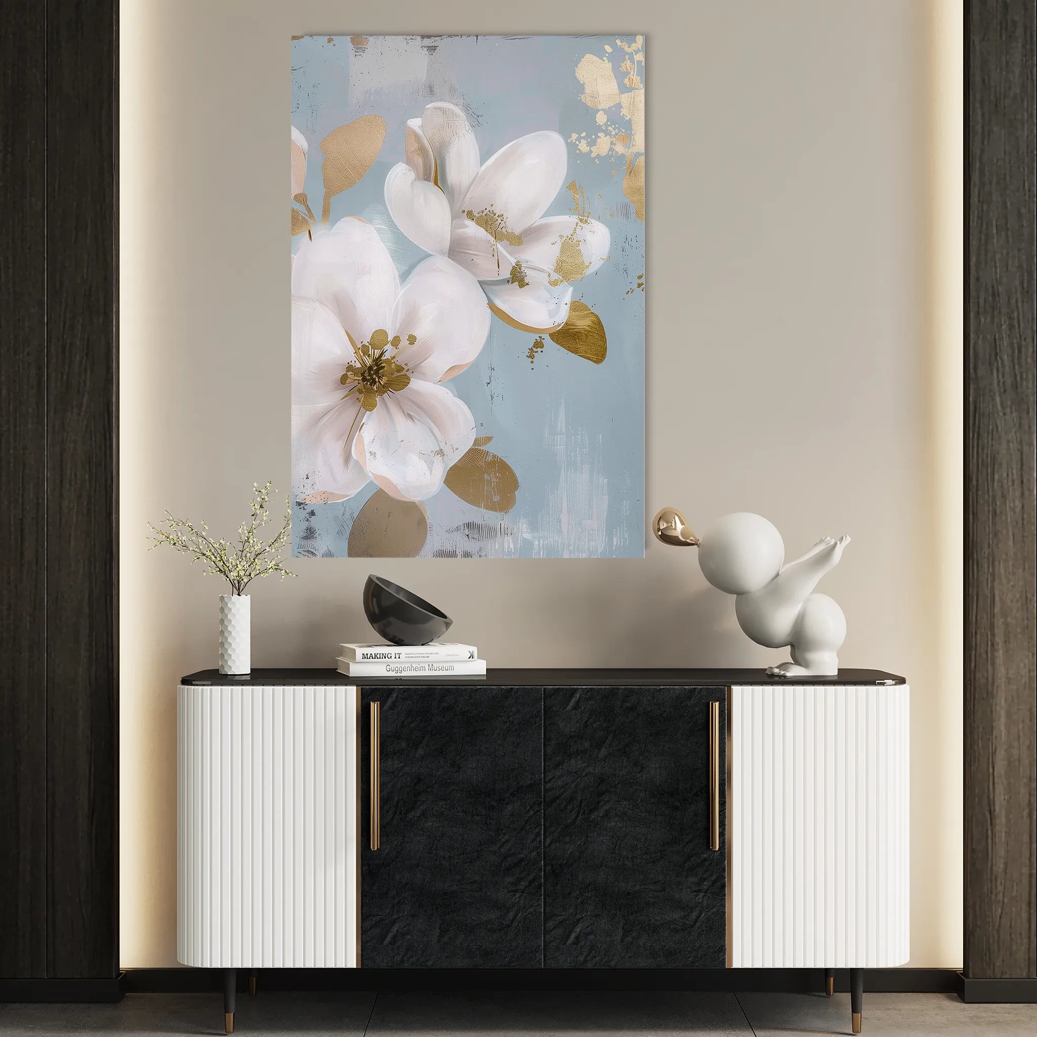 Floral 614 Canvas Art 18" x 24" / 45 x 60 cm / Black