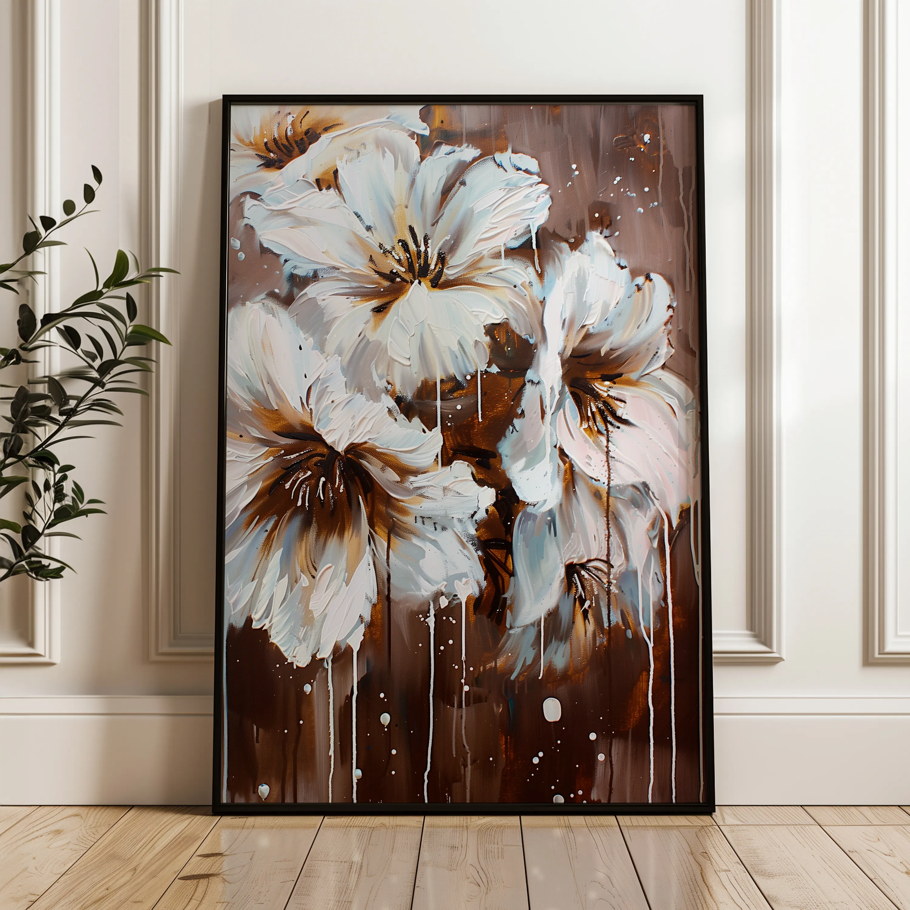 Floral 615 Canvas Art 18" x 24" / 45 x 60 cm / Black