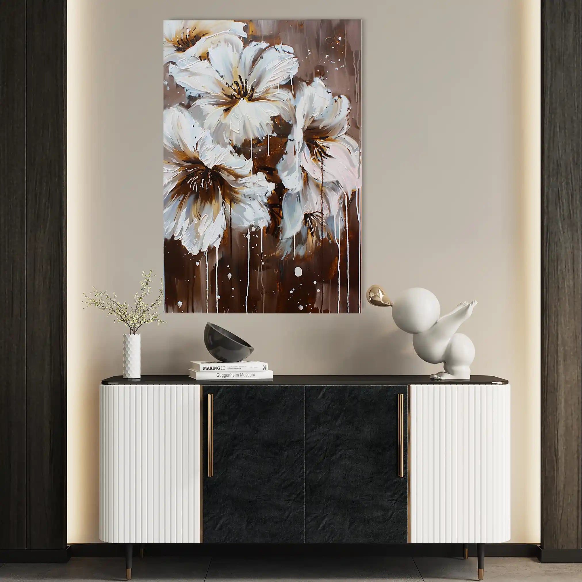 Floral 615 Canvas Art 18" x 24" / 45 x 60 cm / Black