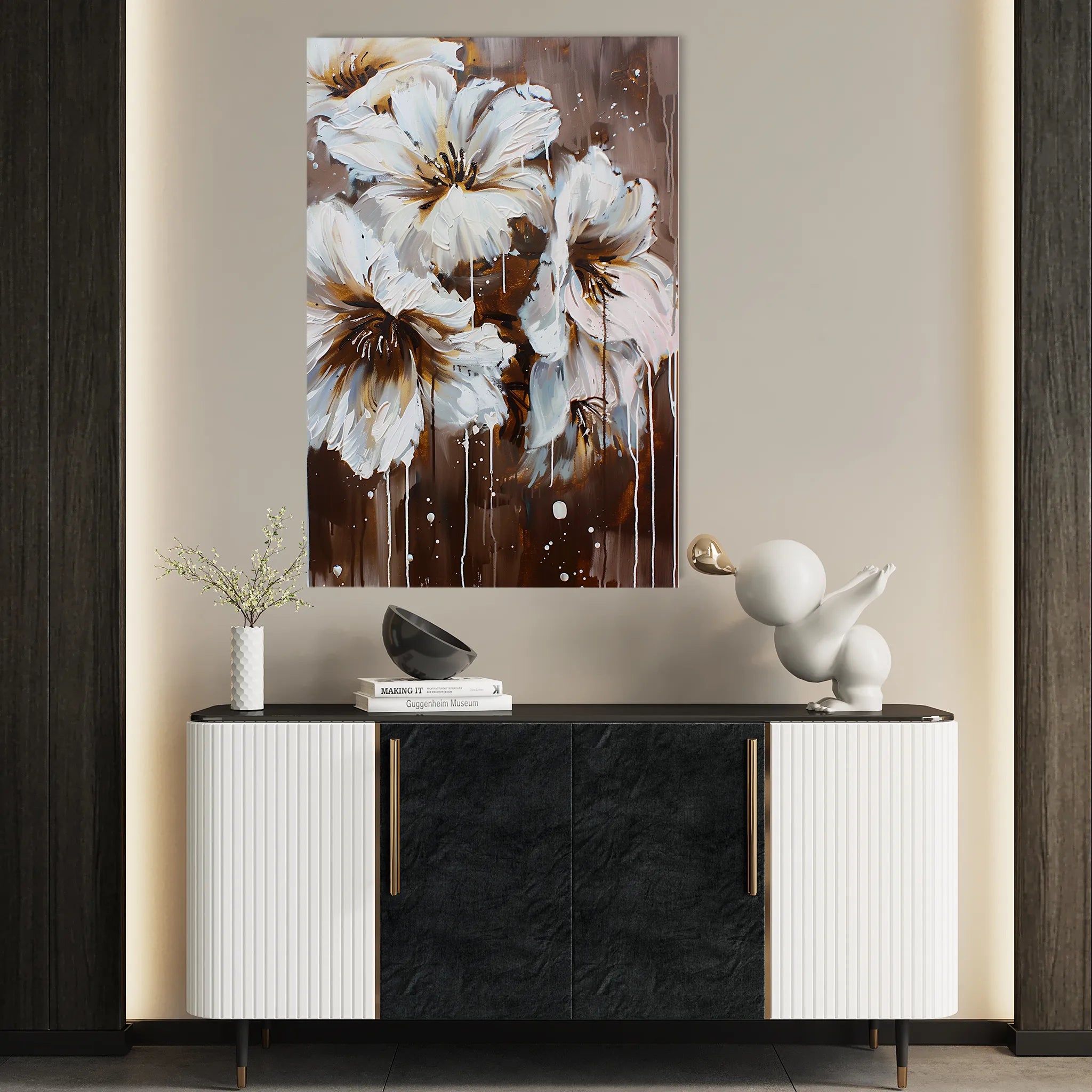 Floral 615 Canvas Art 18" x 24" / 45 x 60 cm / Black