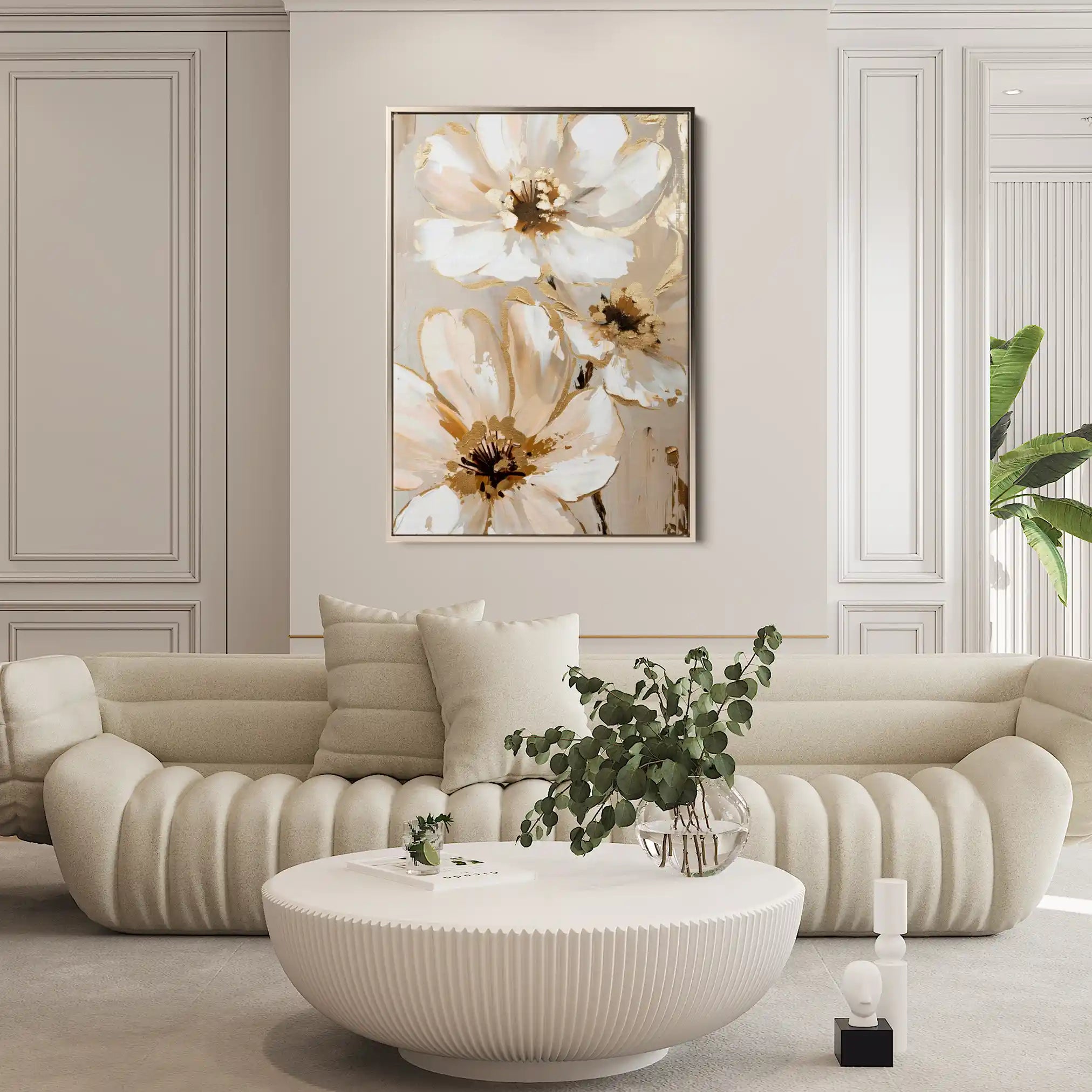 Floral 617 Canvas Art 18" x 24" / 45 x 60 cm / Black