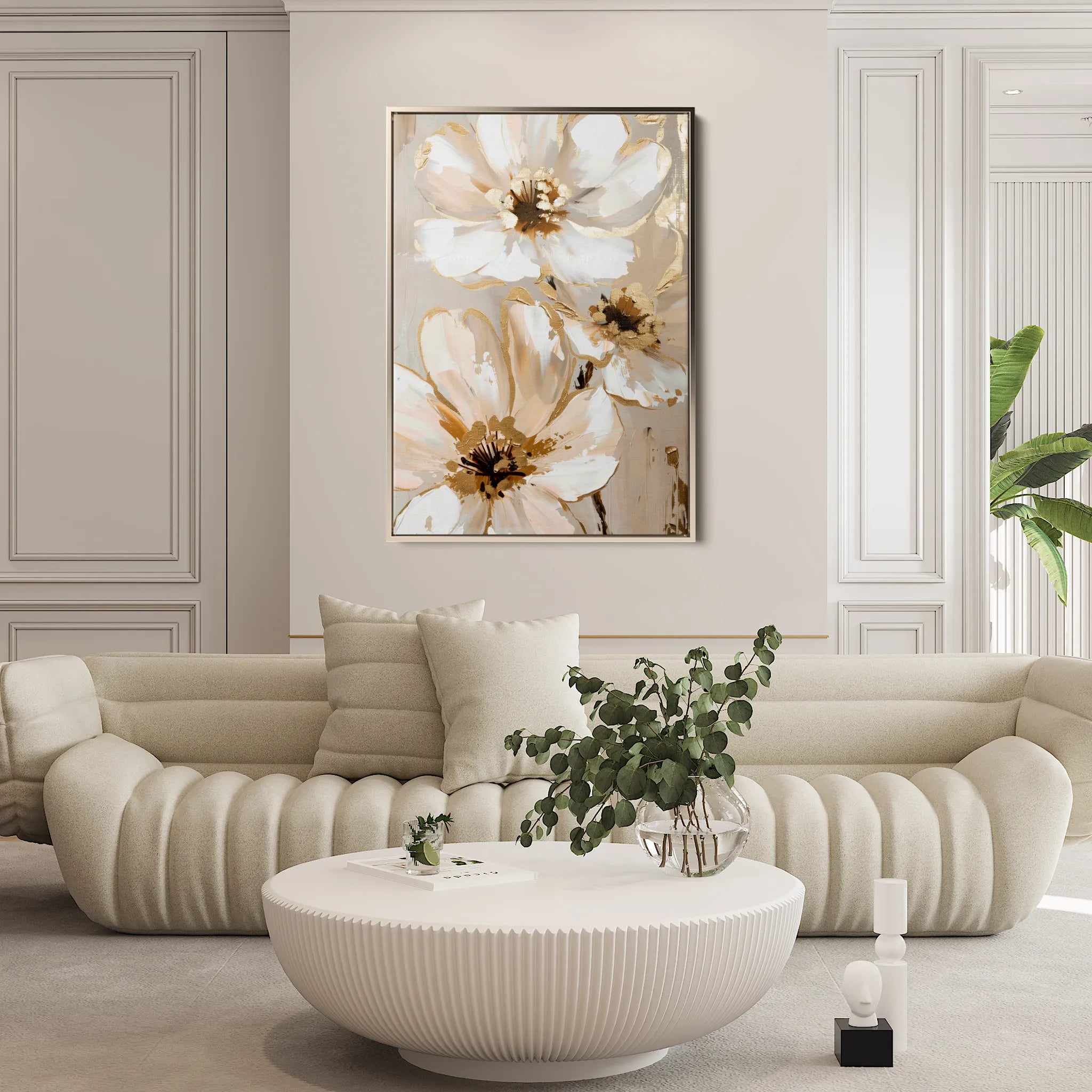 Floral 617 Canvas Art 18" x 24" / 45 x 60 cm / Black