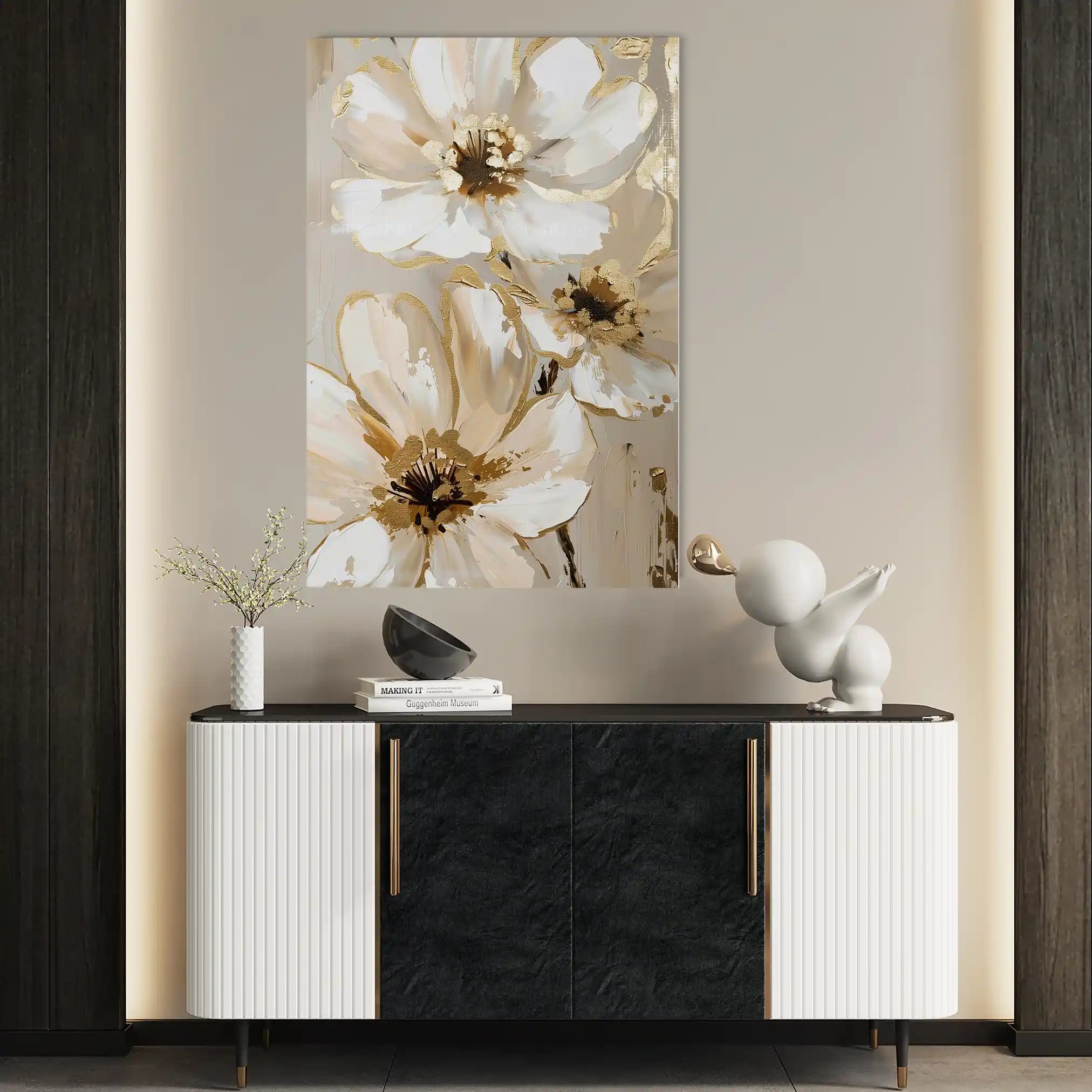 Floral 617 Canvas Art 18" x 24" / 45 x 60 cm / Black