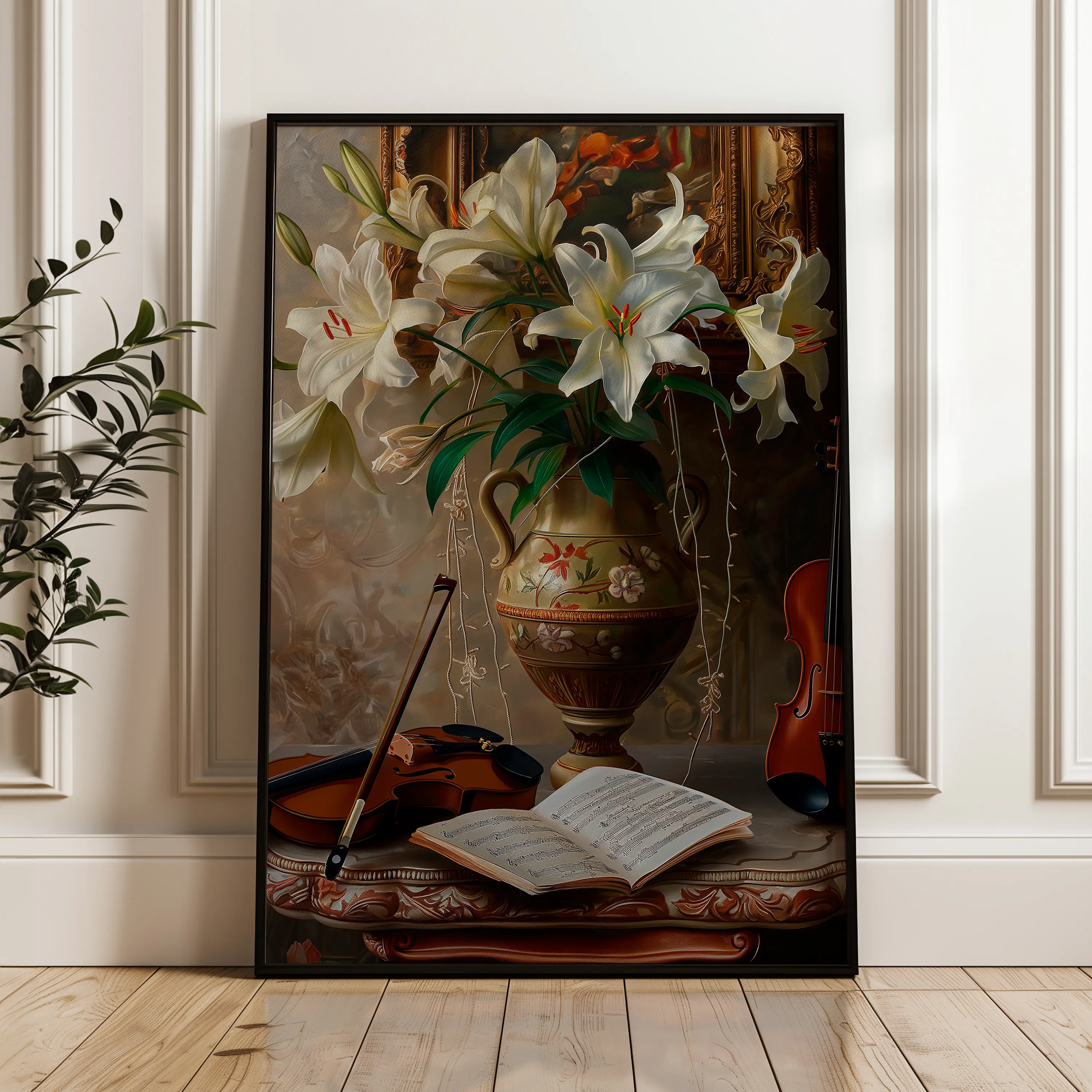 Floral 618 Canvas Art 18" x 24" / 45 x 60 cm / Black