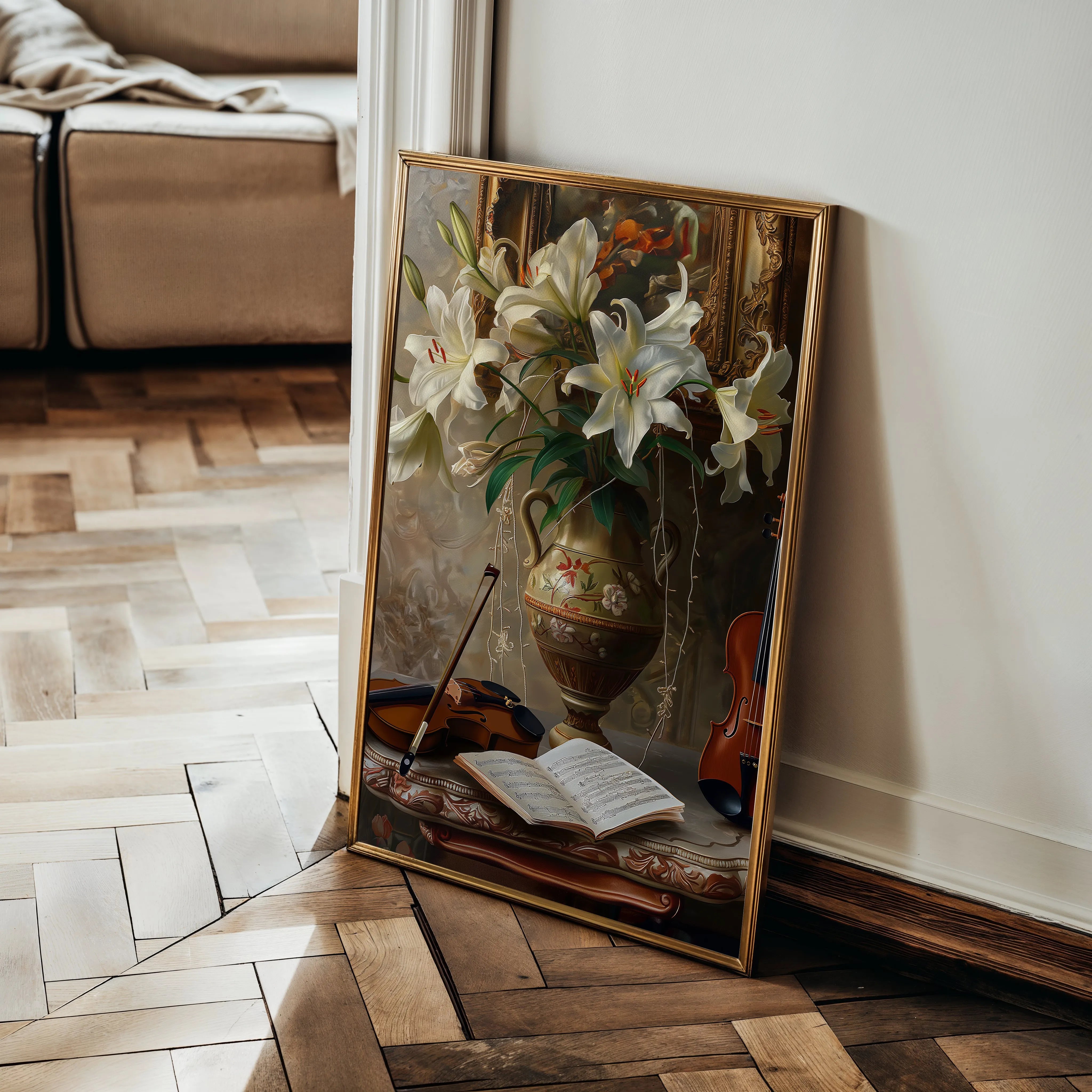 Floral 618 Canvas Art 18" x 24" / 45 x 60 cm / Black