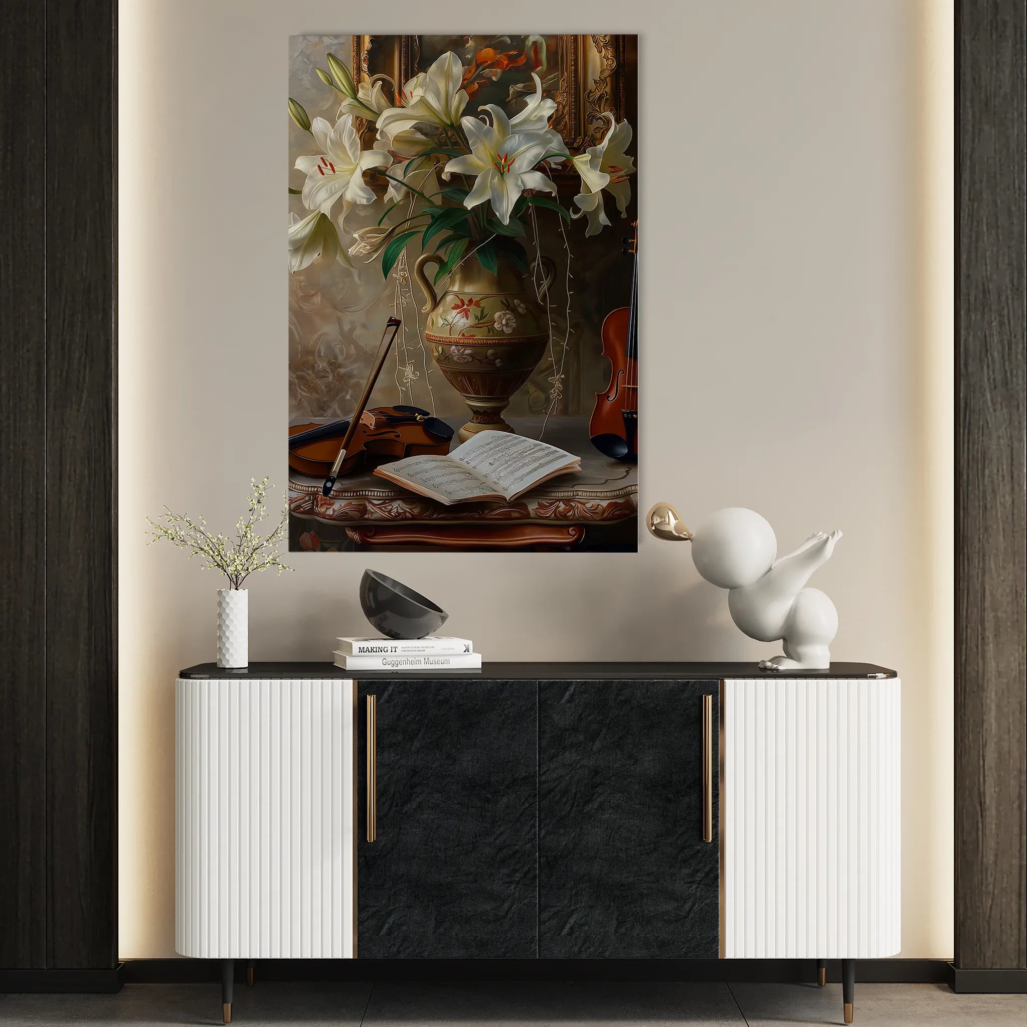 Floral 618 Canvas Art 18" x 24" / 45 x 60 cm / Black