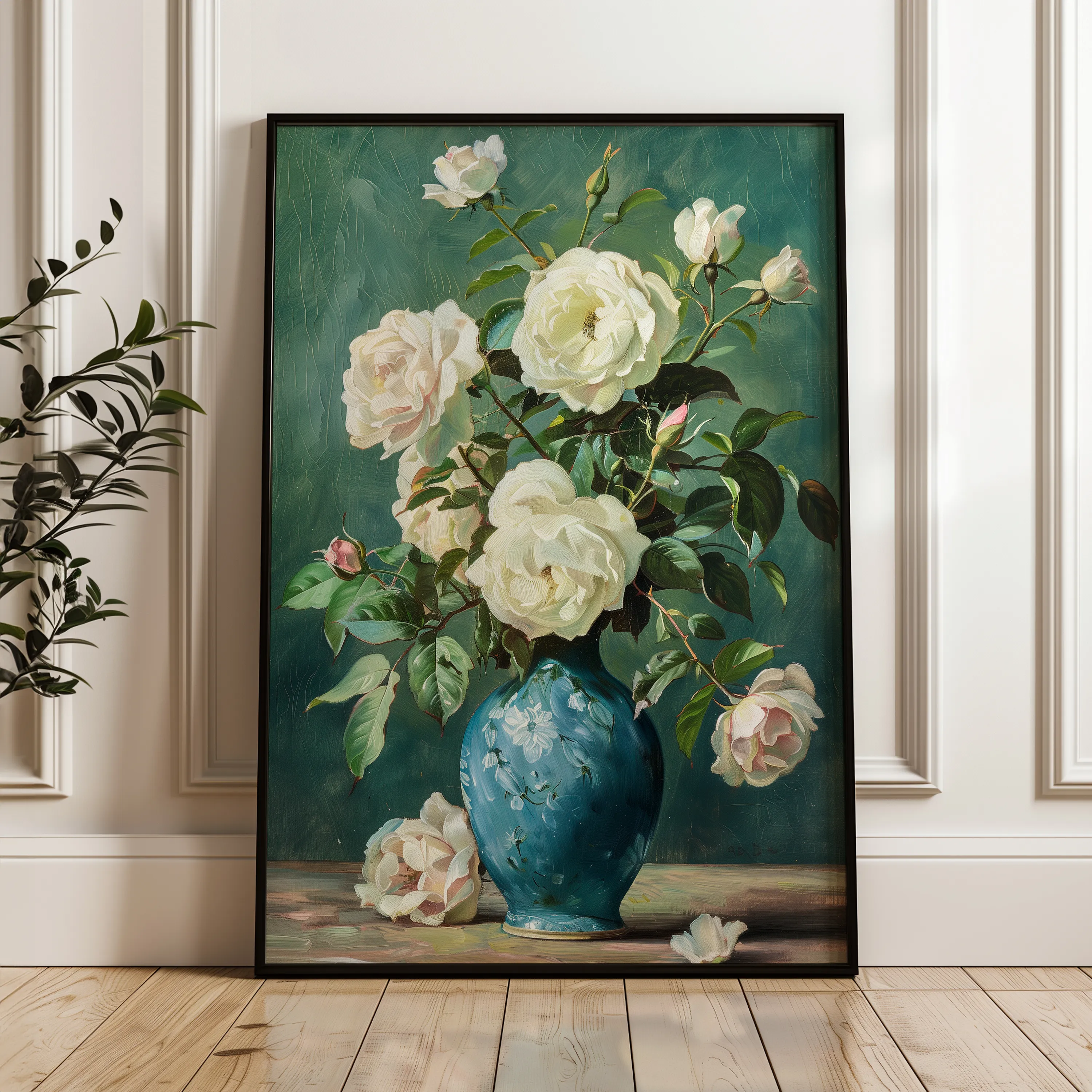 Floral 620 Canvas Art 18" x 24" / 45 x 60 cm / Black
