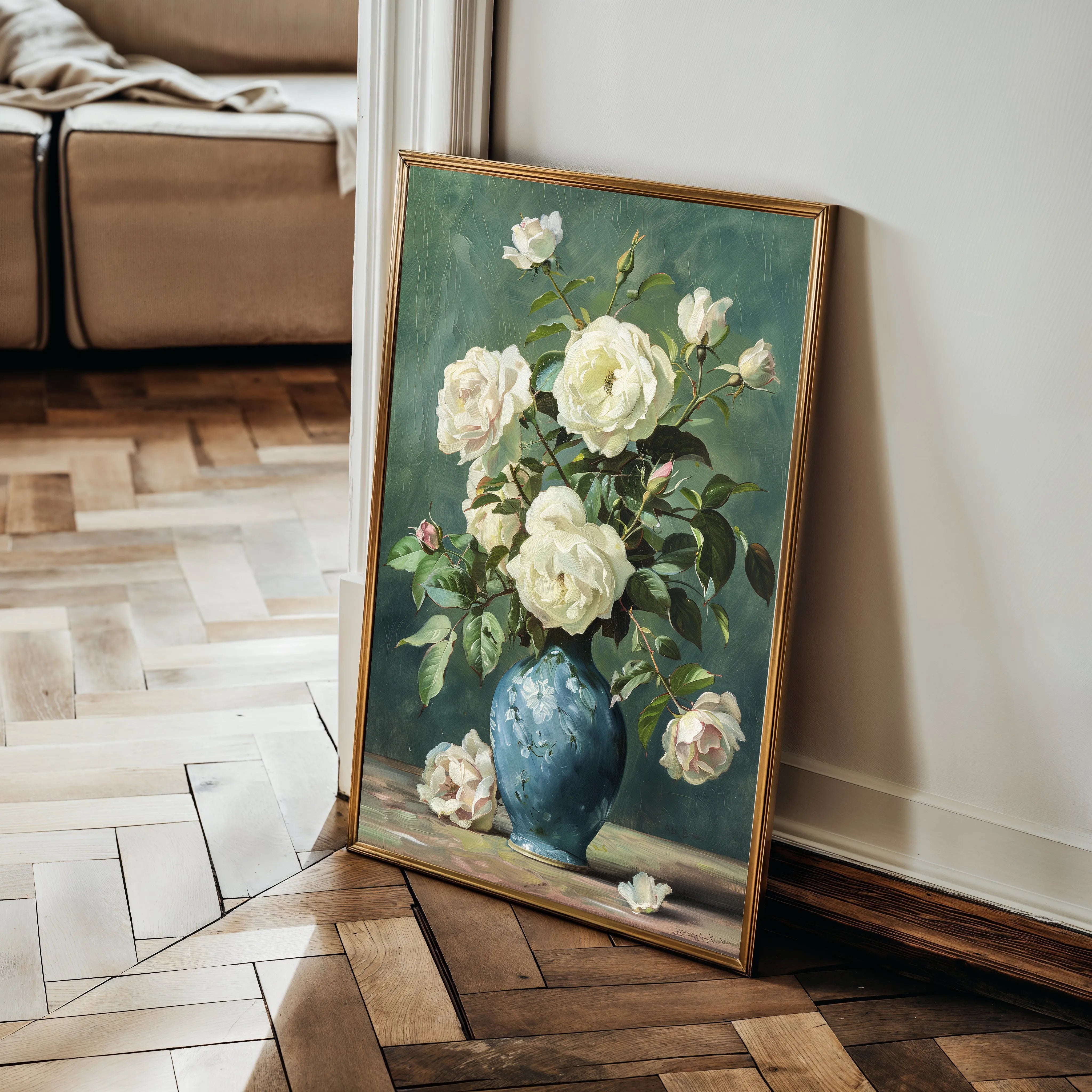 Floral 620 Canvas Art 18" x 24" / 45 x 60 cm / Black