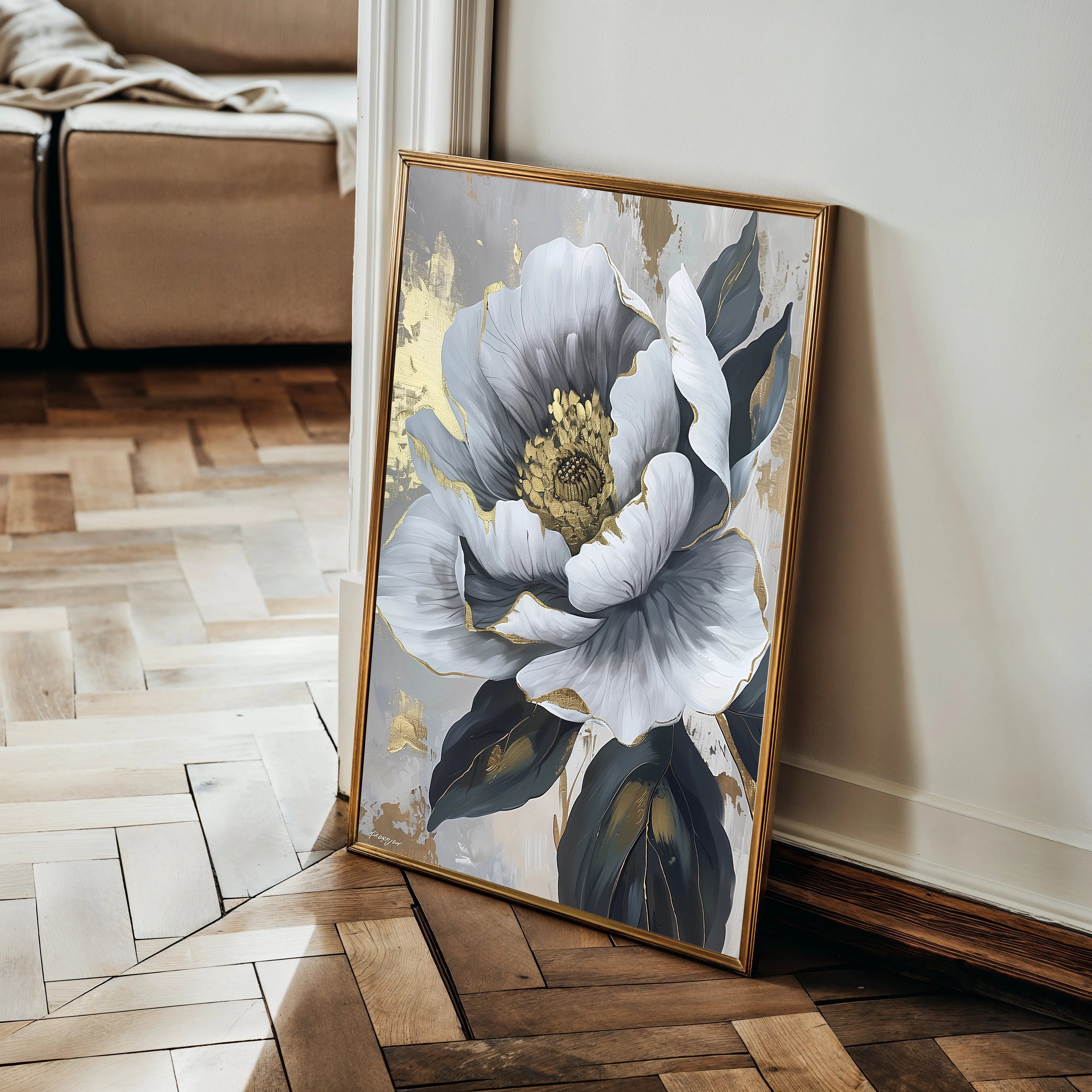 Floral 621 Canvas Art 18" x 24" / 45 x 60 cm / Black