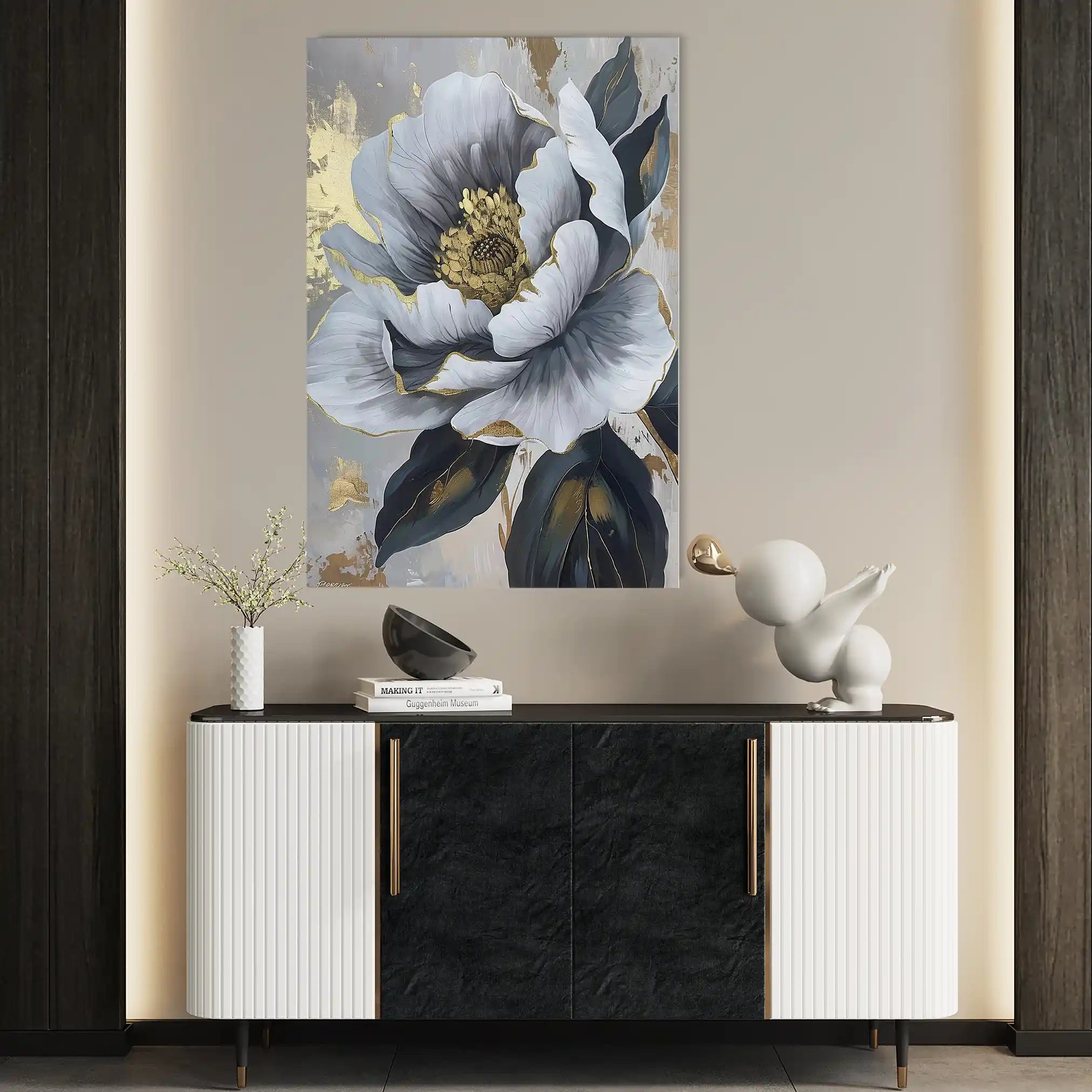 Floral 621 Canvas Art 18" x 24" / 45 x 60 cm / Black