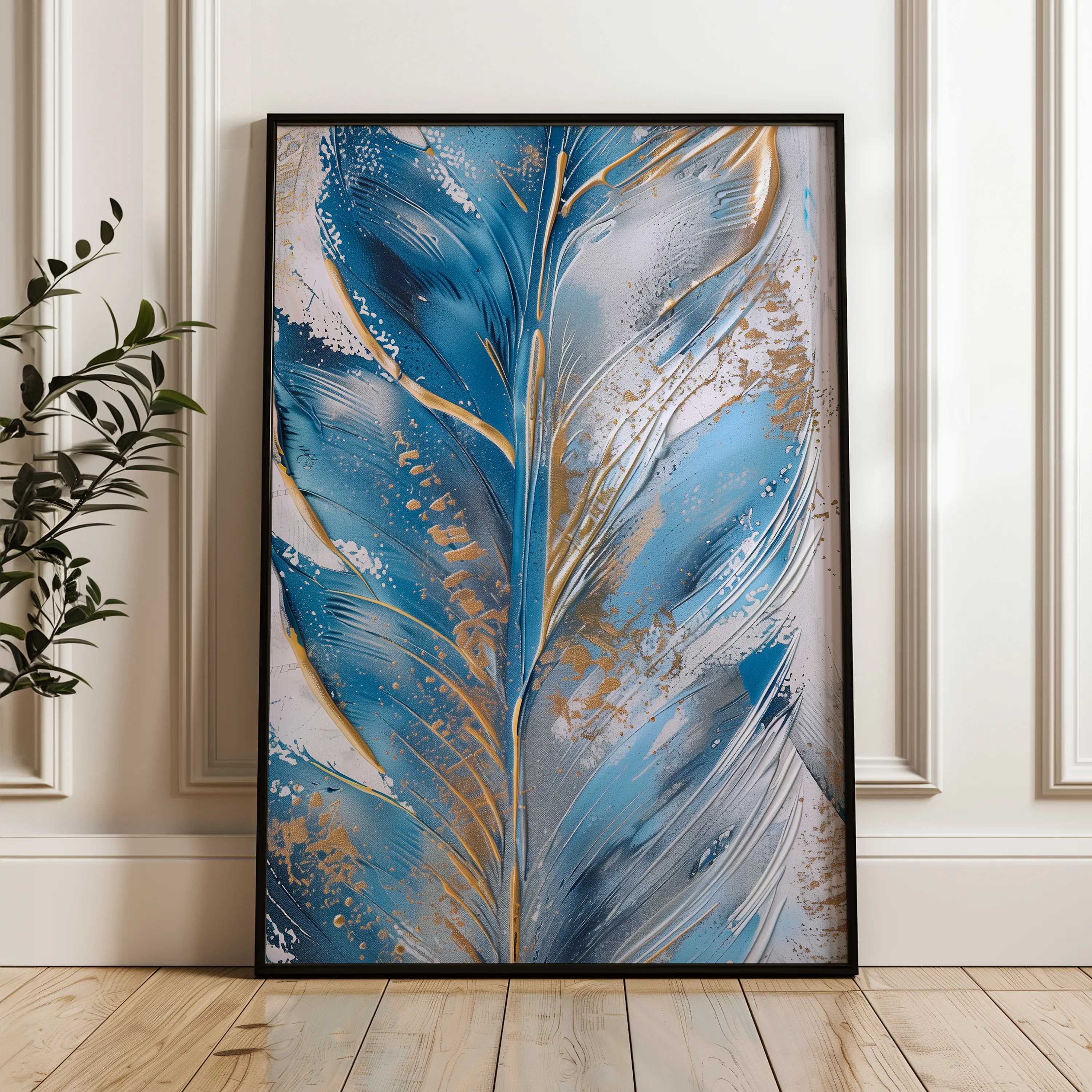 Floral 622 Canvas Art 18" x 24" / 45 x 60 cm / Black