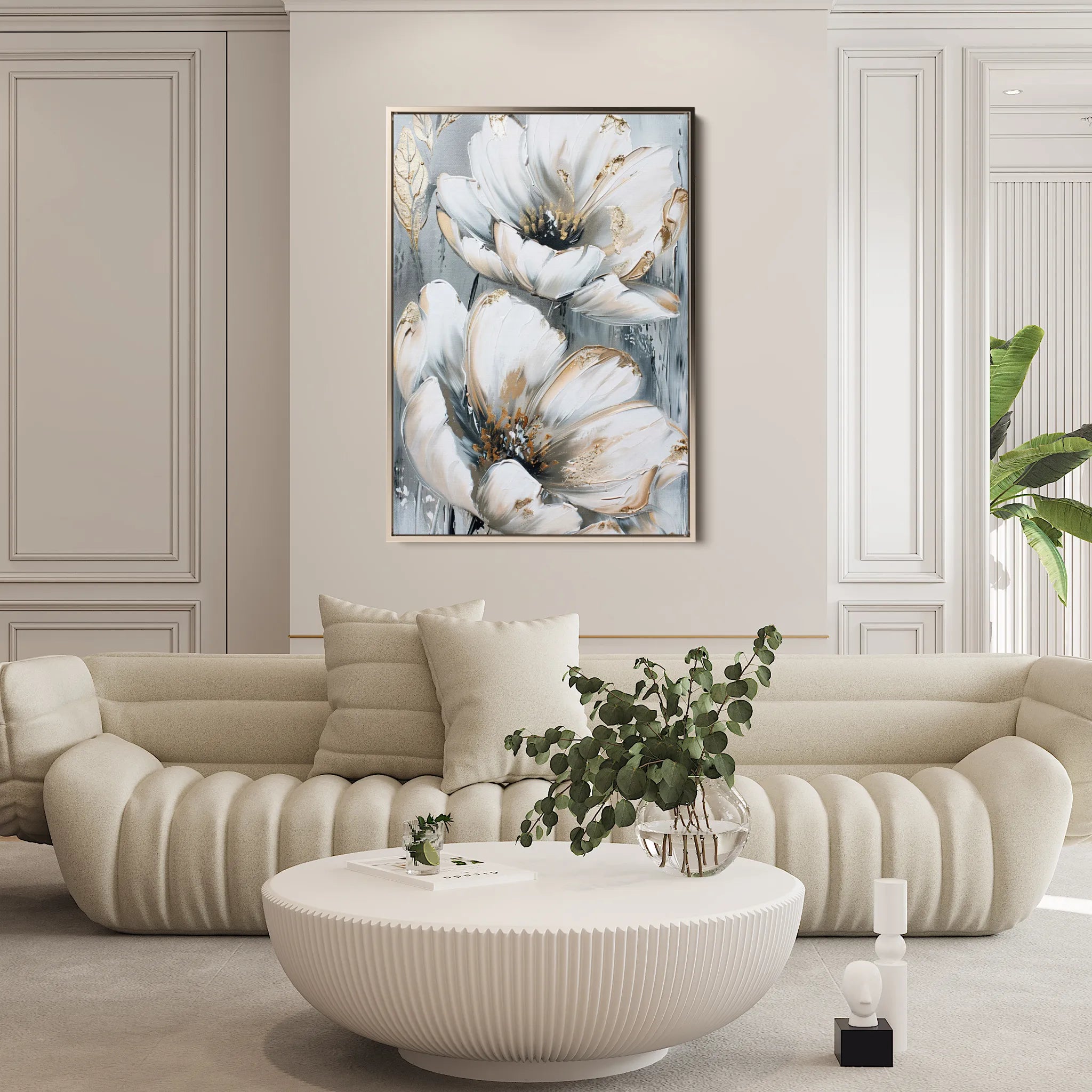 Floral 623 Canvas Art 18" x 24" / 45 x 60 cm / Black