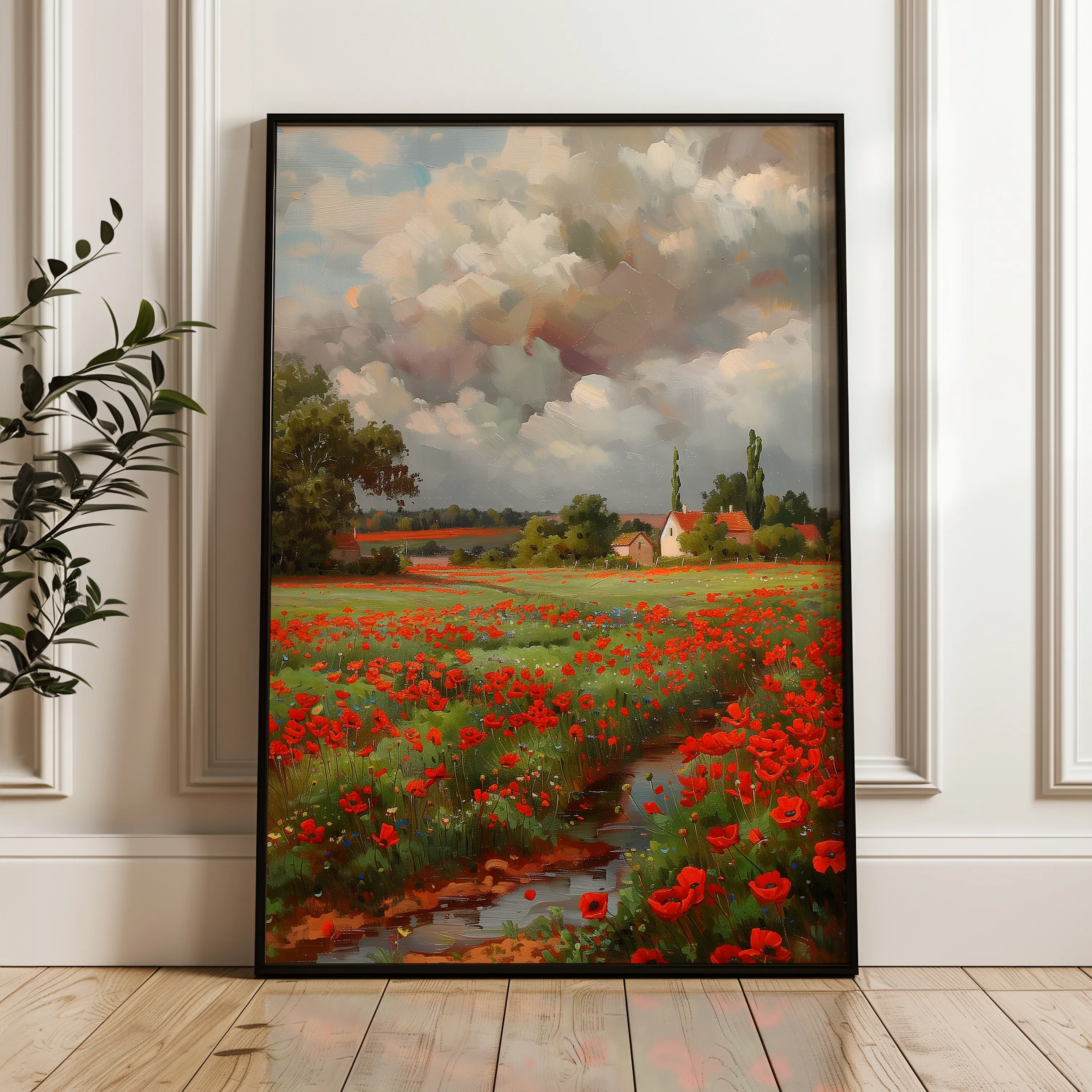 Floral 625 Canvas Art 18" x 24" / 45 x 60 cm / Black