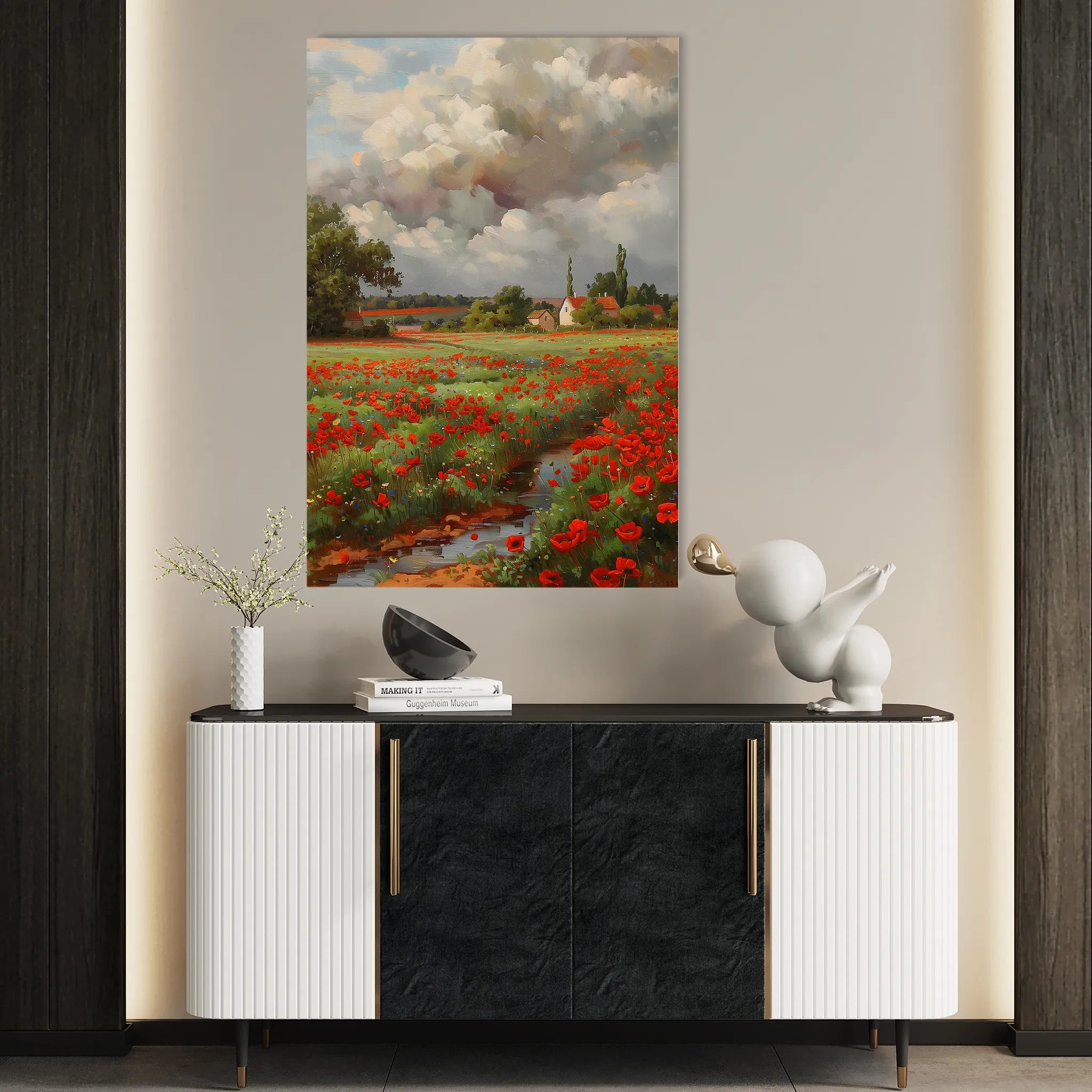Floral 625 Canvas Art 18" x 24" / 45 x 60 cm / Black