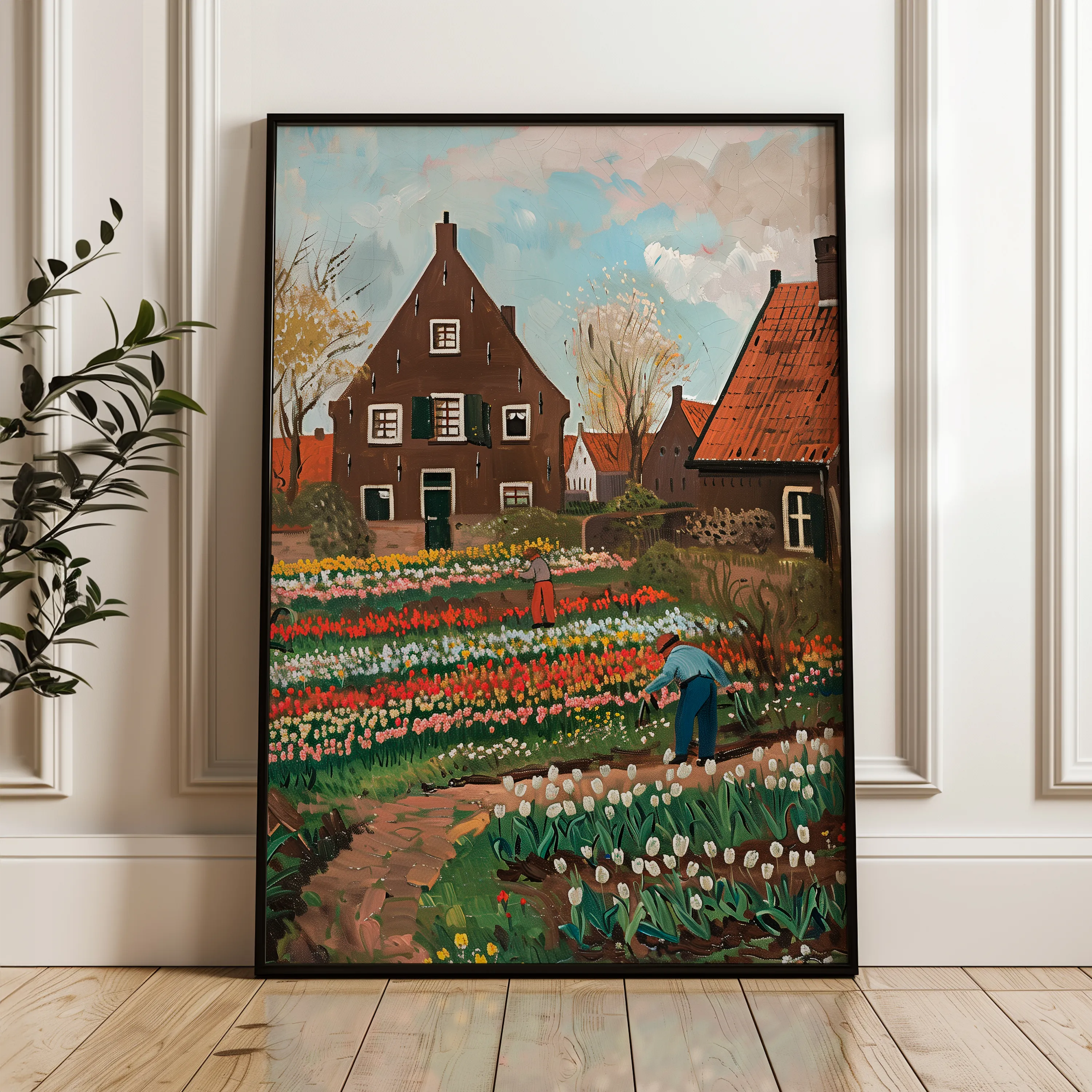 Floral 626 Canvas Art 18" x 24" / 45 x 60 cm / Black