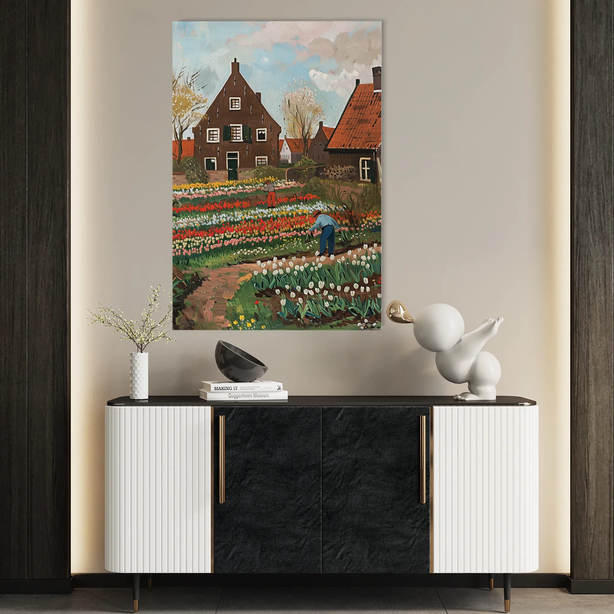 Floral 626 Canvas Art 18" x 24" / 45 x 60 cm / Black