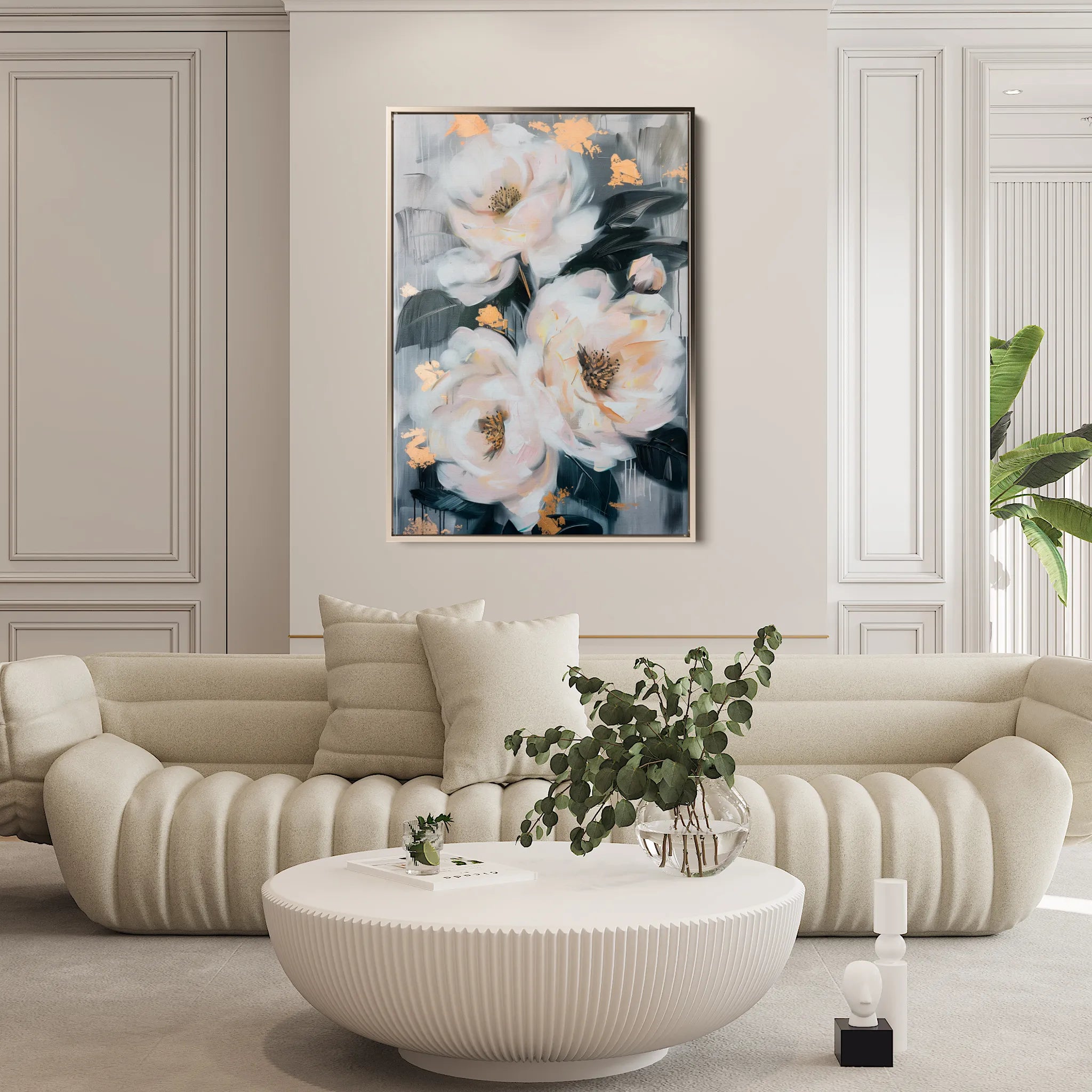 Floral 628 Canvas Art 18" x 24" / 45 x 60 cm / Black