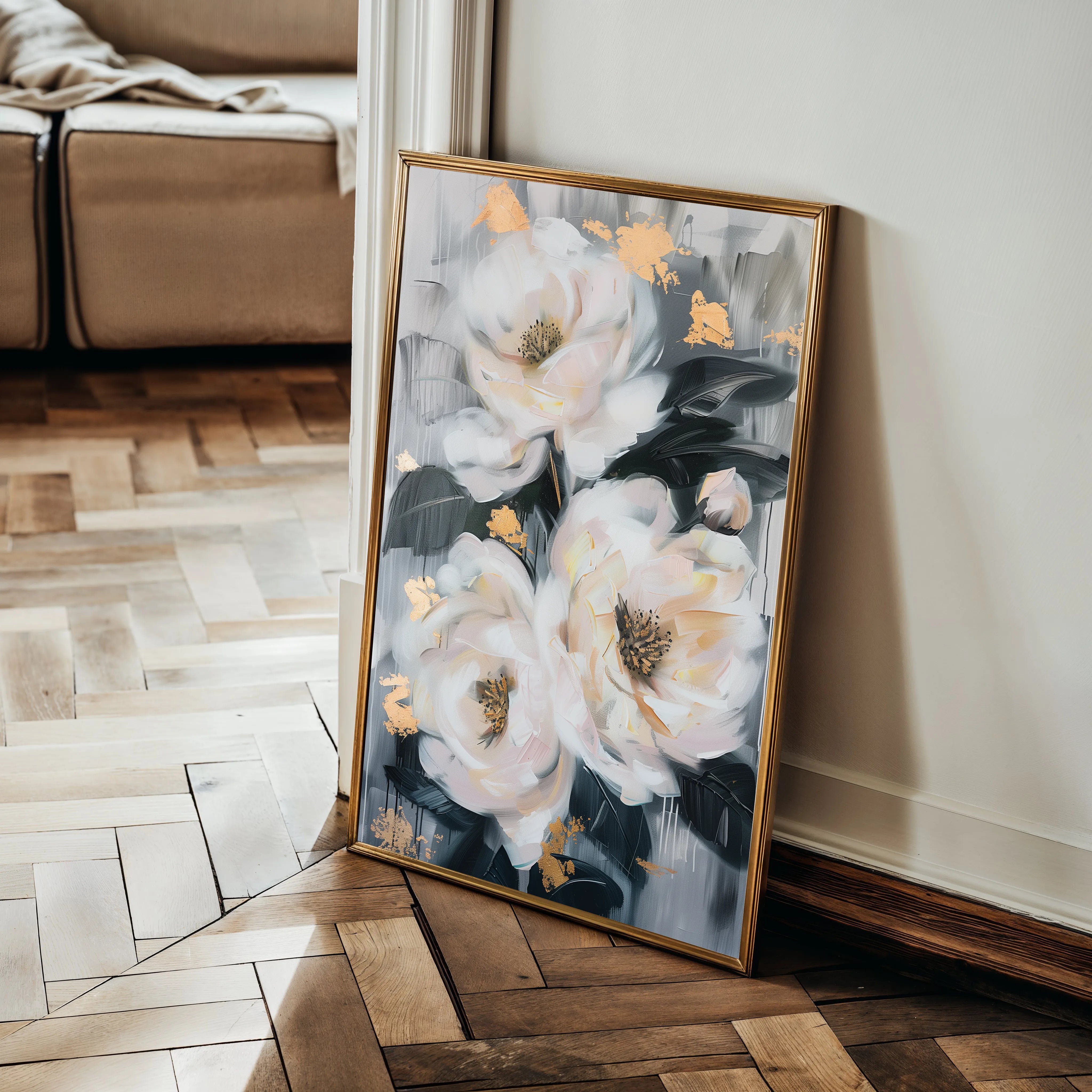 Floral 628 Canvas Art 18" x 24" / 45 x 60 cm / Black