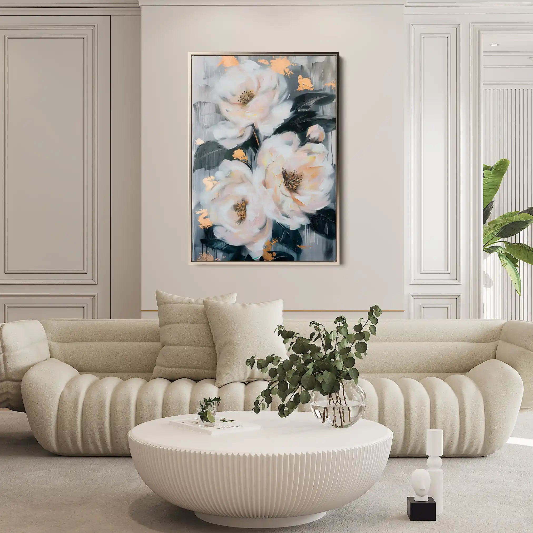Floral 628 Canvas Art 60 x 40 cm / Black