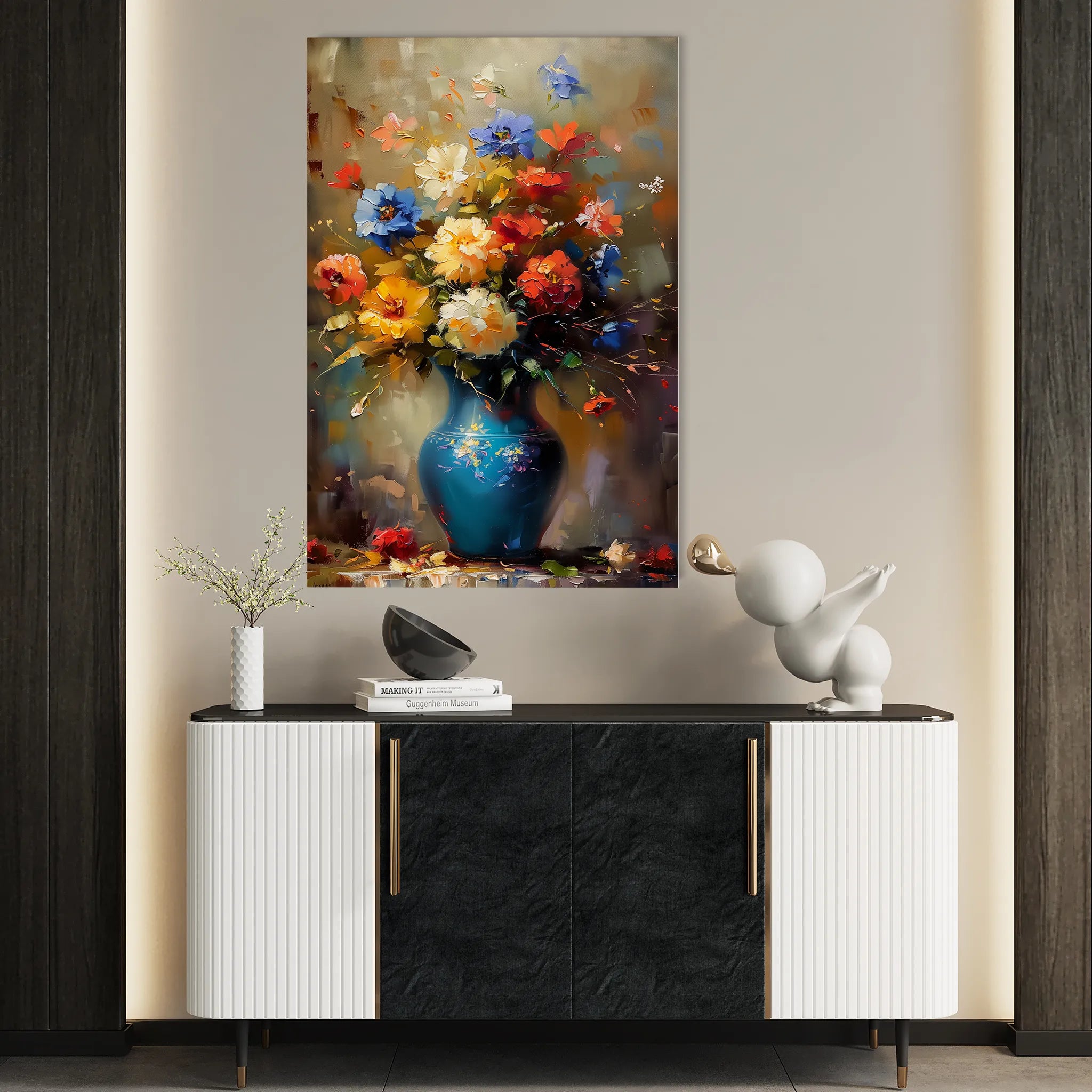 Floral 629 Canvas Art 18" x 24" / 45 x 60 cm / Black